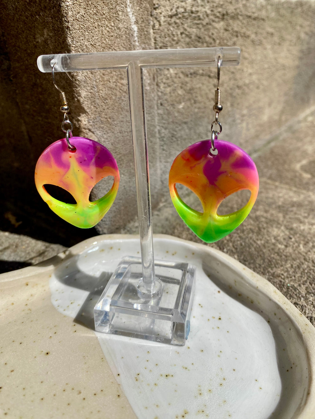 Resin Alien Earrings