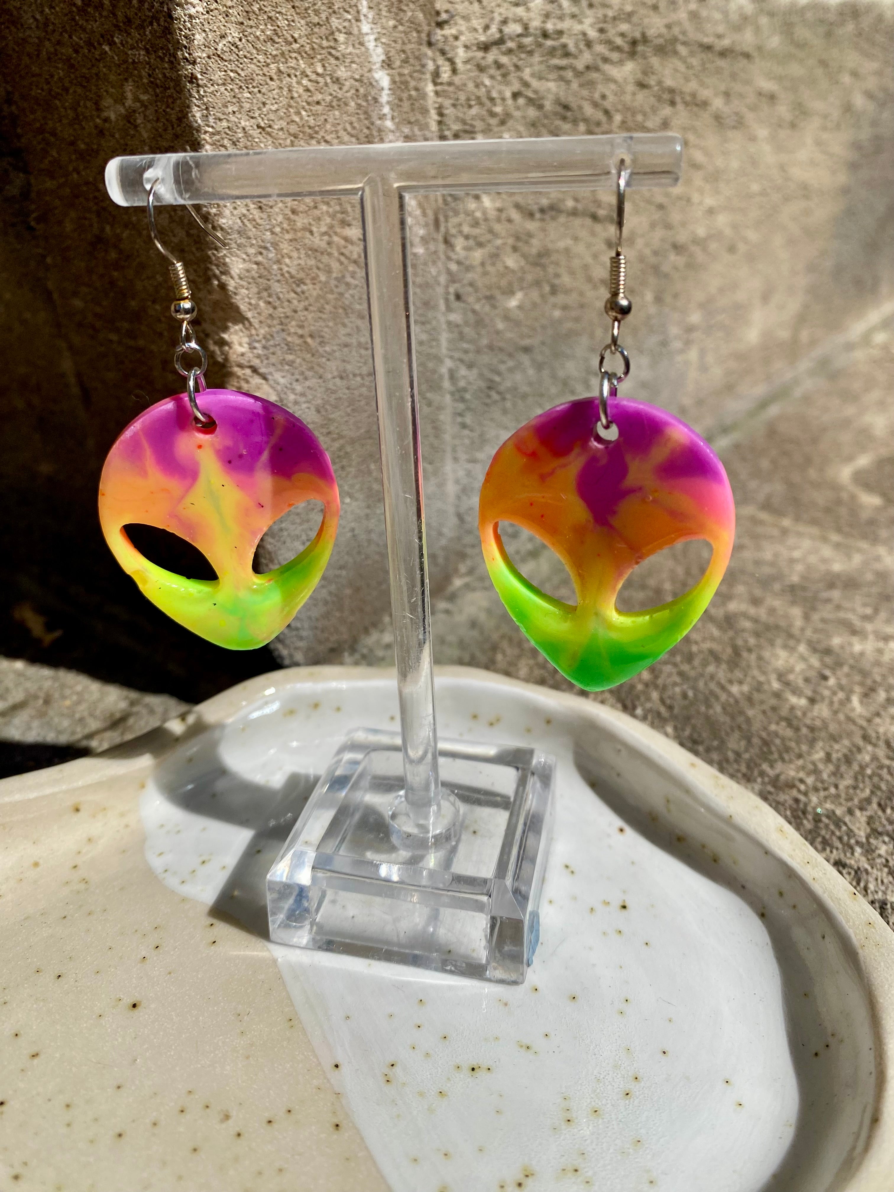 Resin Alien Earrings