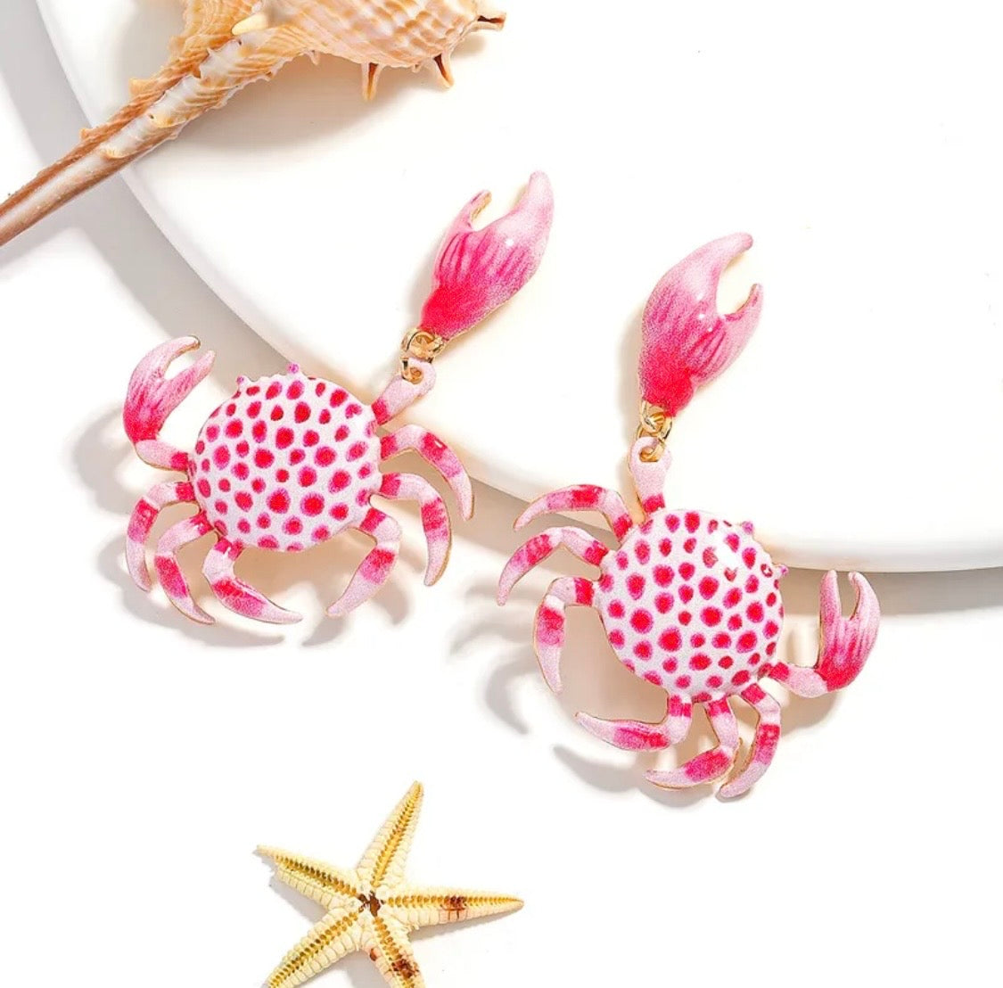 Polka Dot Crab Drop Earrings