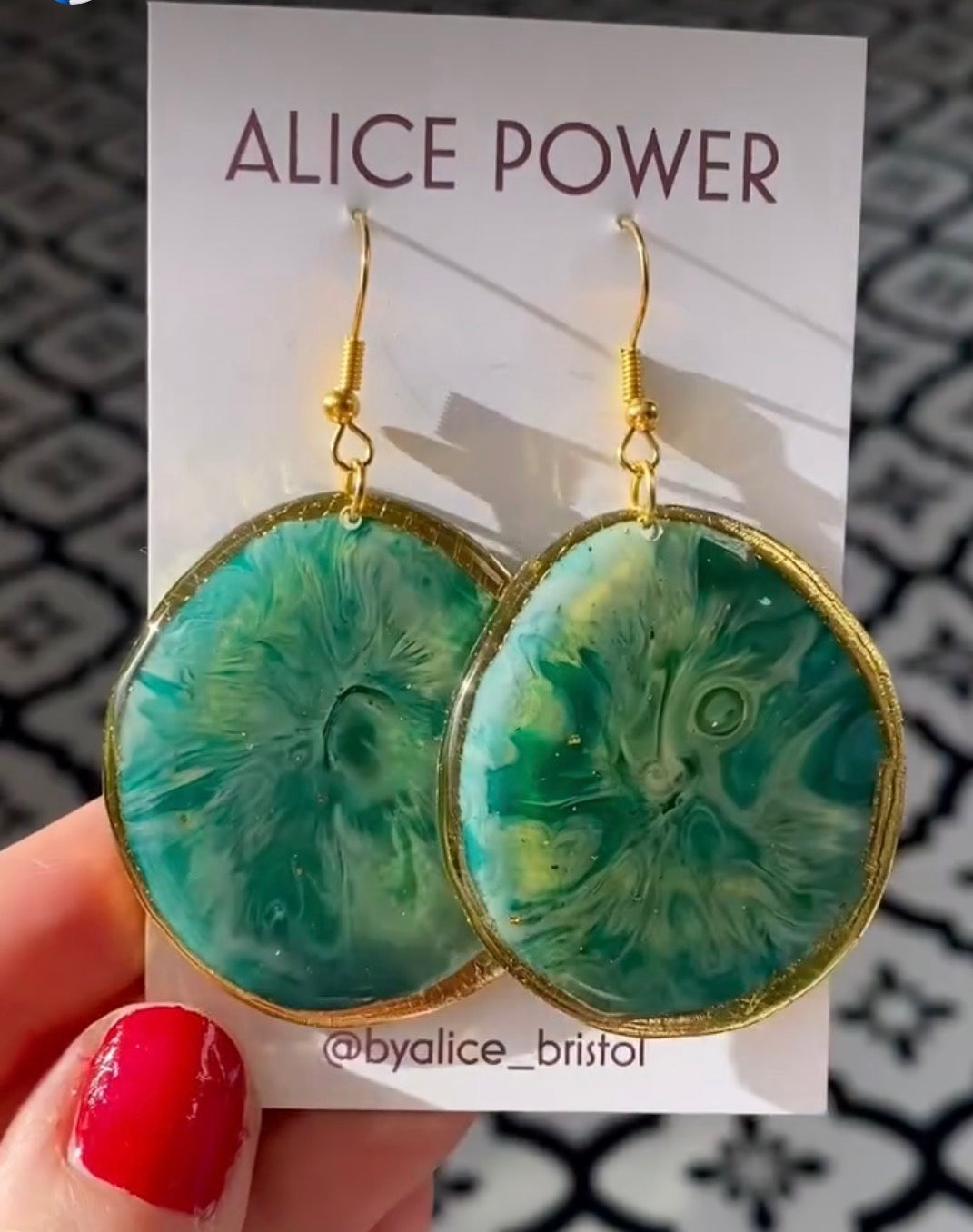 Handmade Resin Geode Inspired Hook Earrings