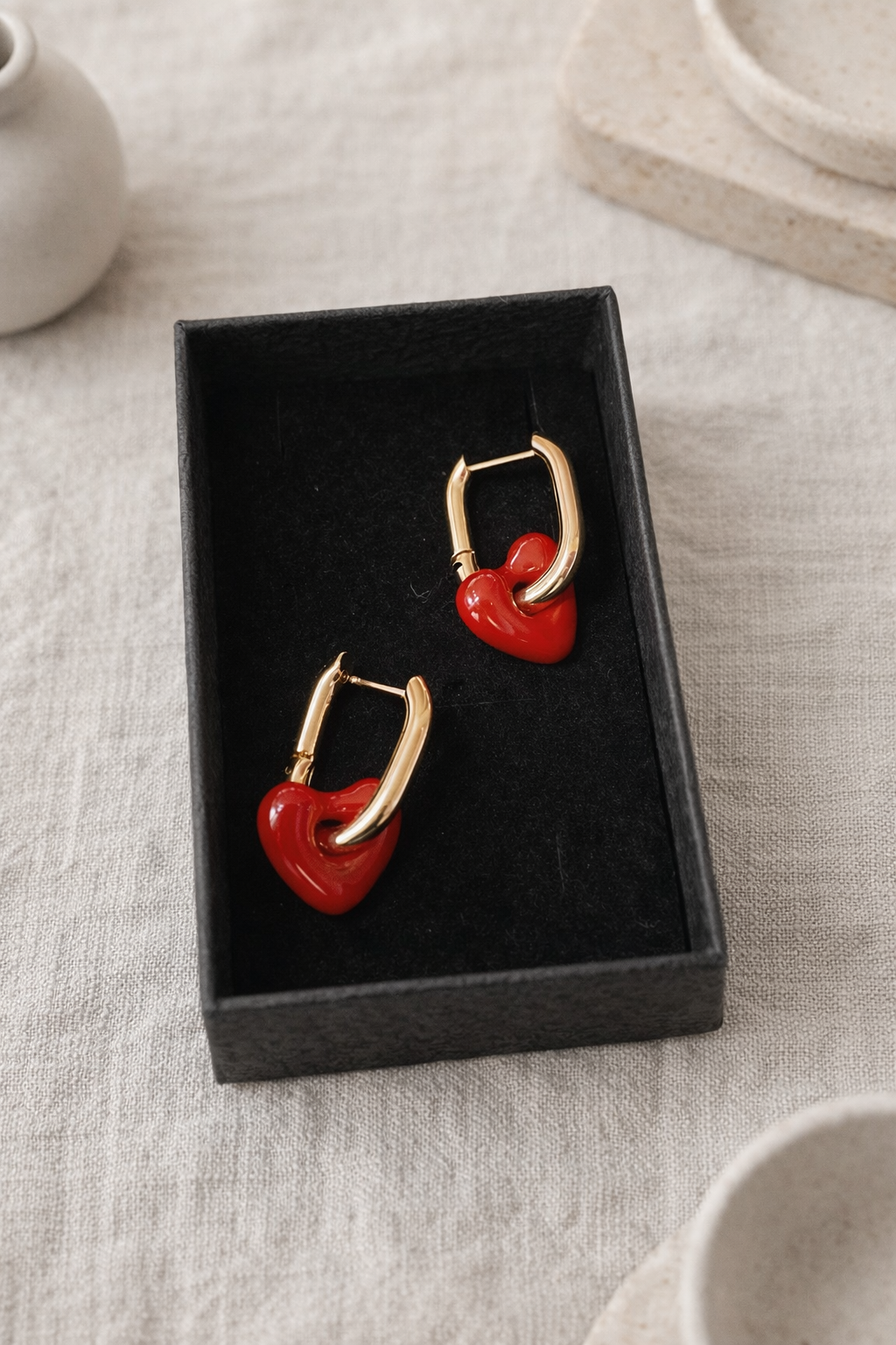 Resin Heart Hoop Earrings