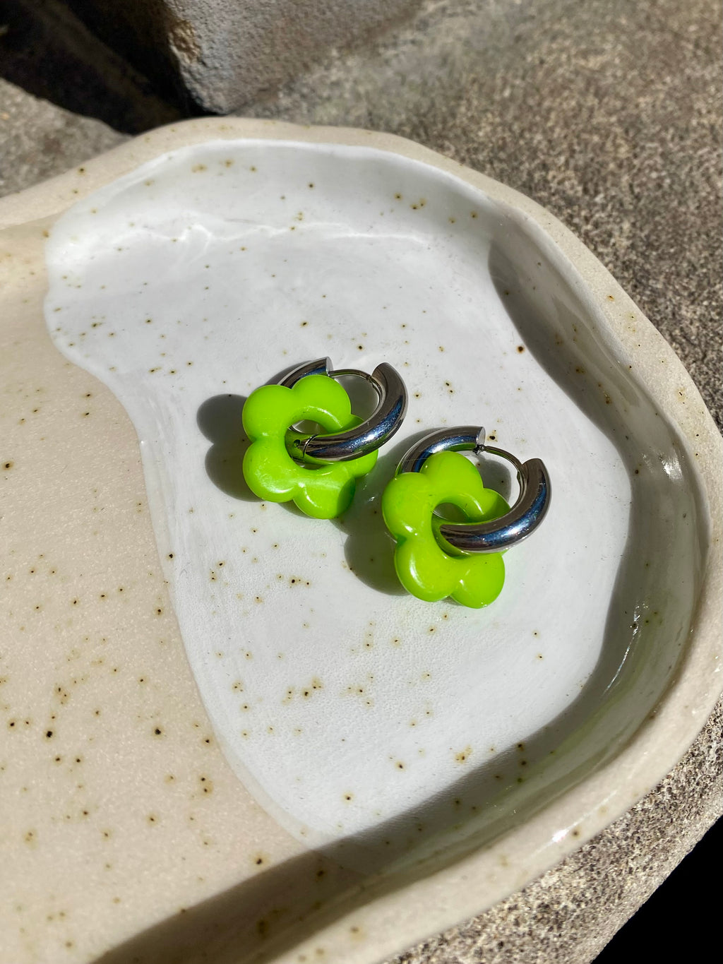 Resin Flower Charm Hoops