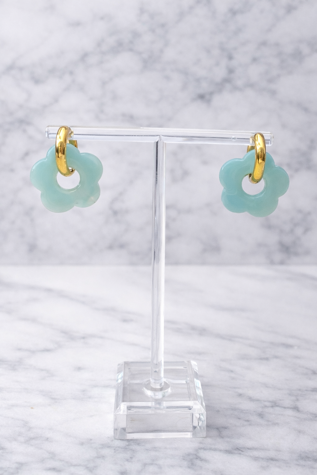 Large Resin Flower Charm Hoop Earrings