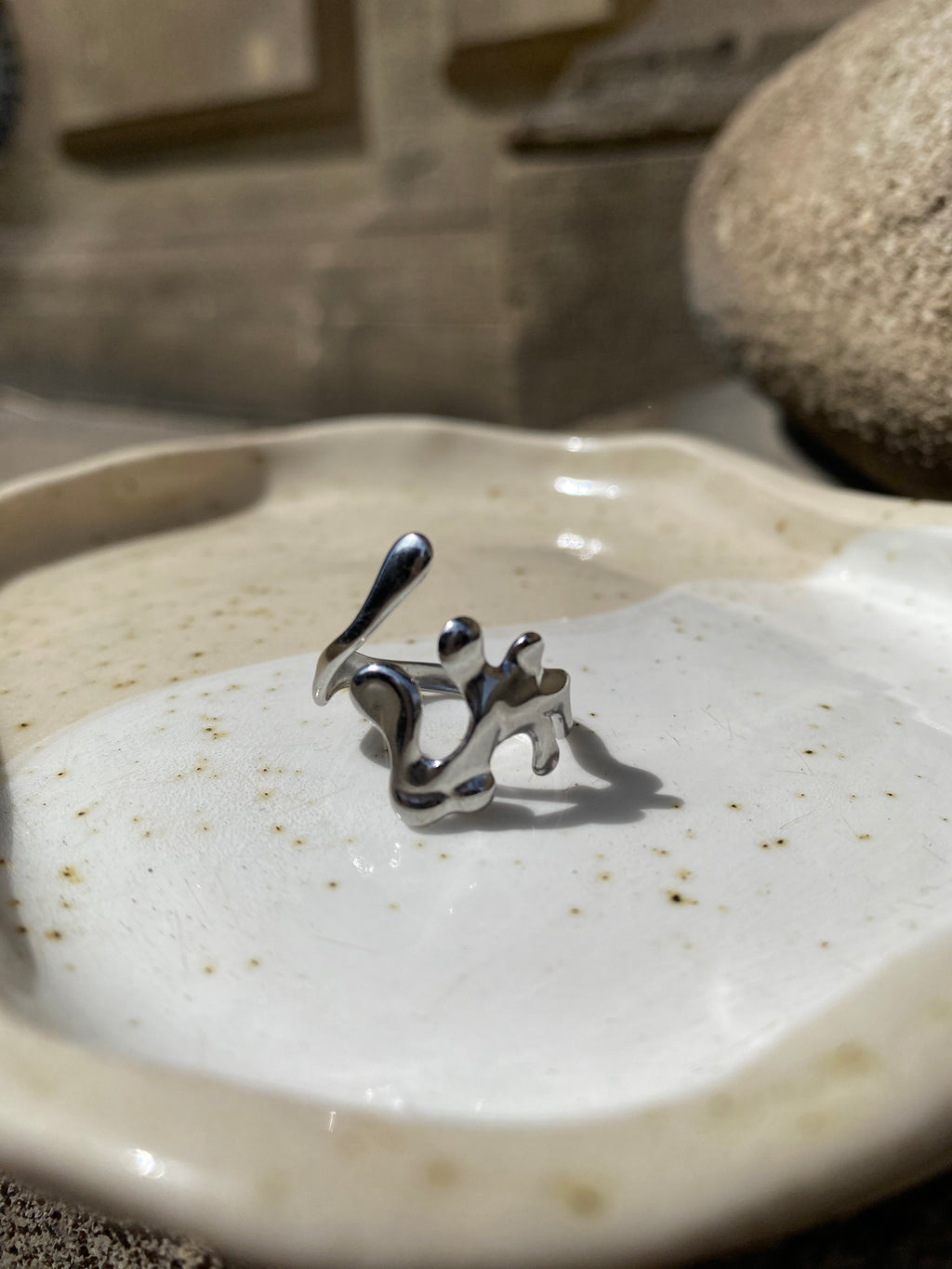 Waterproof Silver Splodge Ring