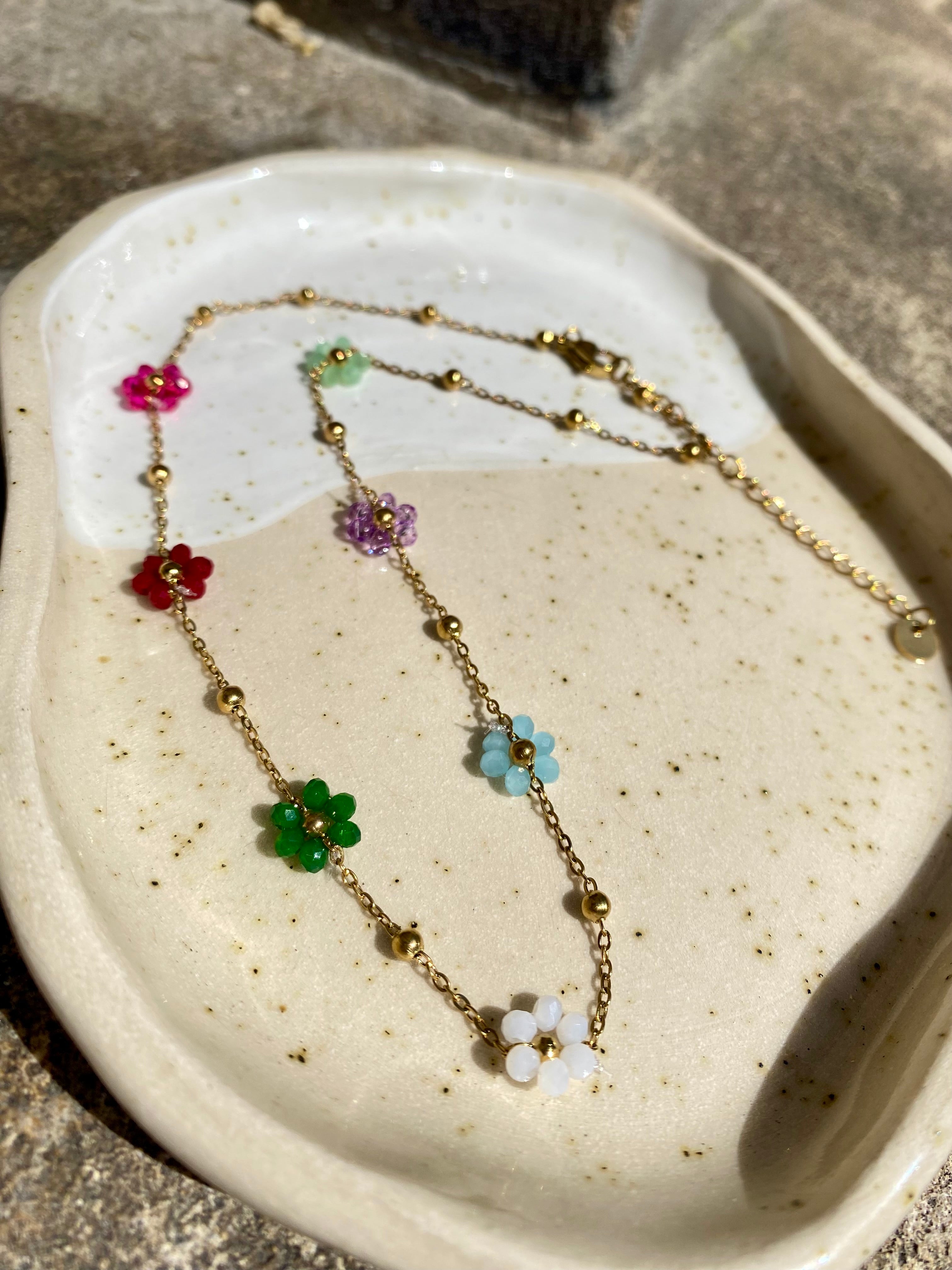 Flower Bead Waterproof Necklace