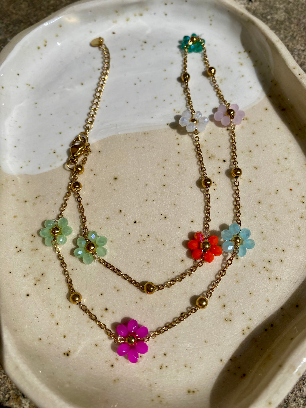 Flower Bead Waterproof Necklace