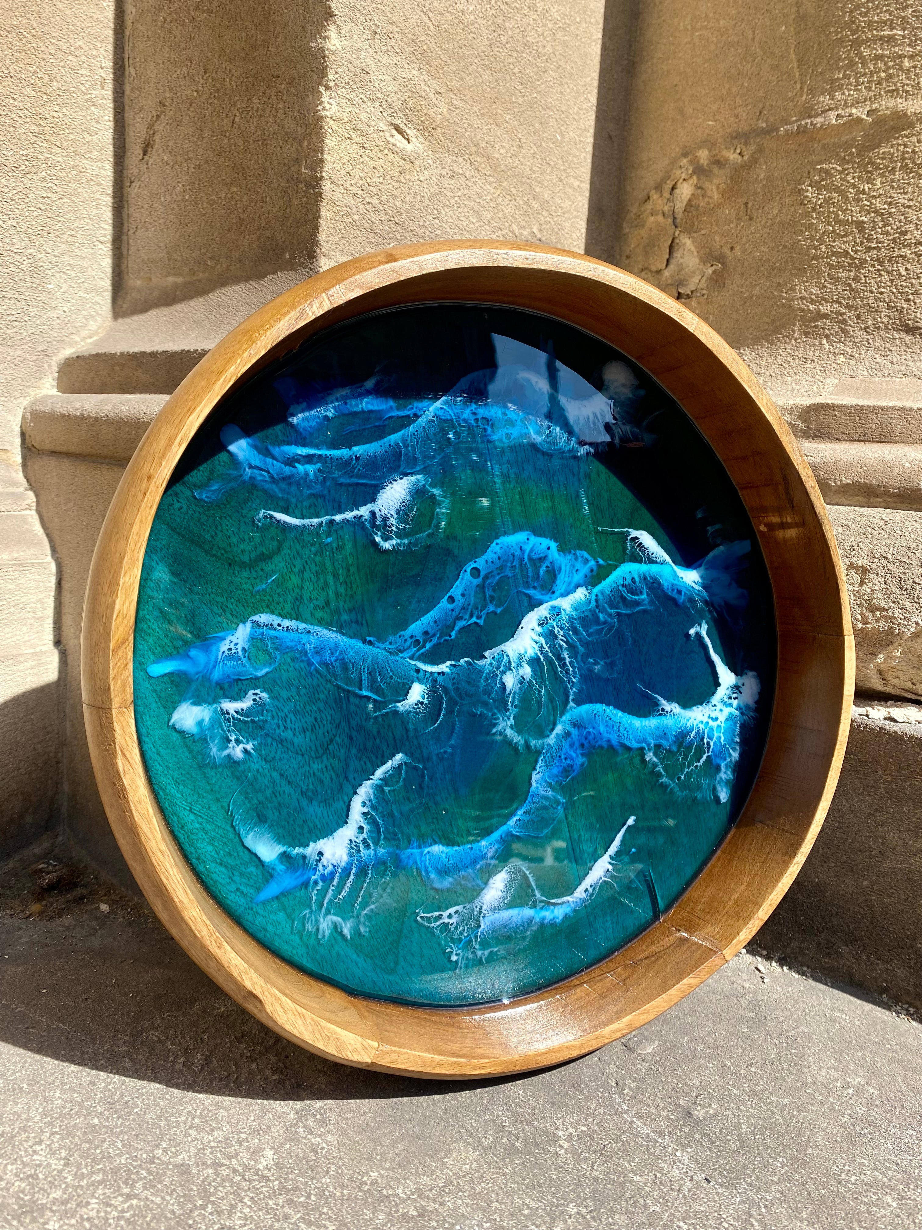 Mango Wood Resin Ocean Bowl