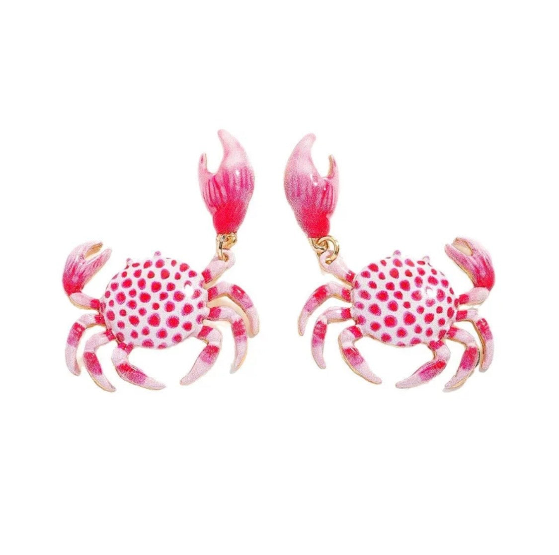 Polka Dot Crab Drop Earrings