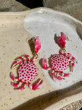 Polka Dot Crab Drop Earrings