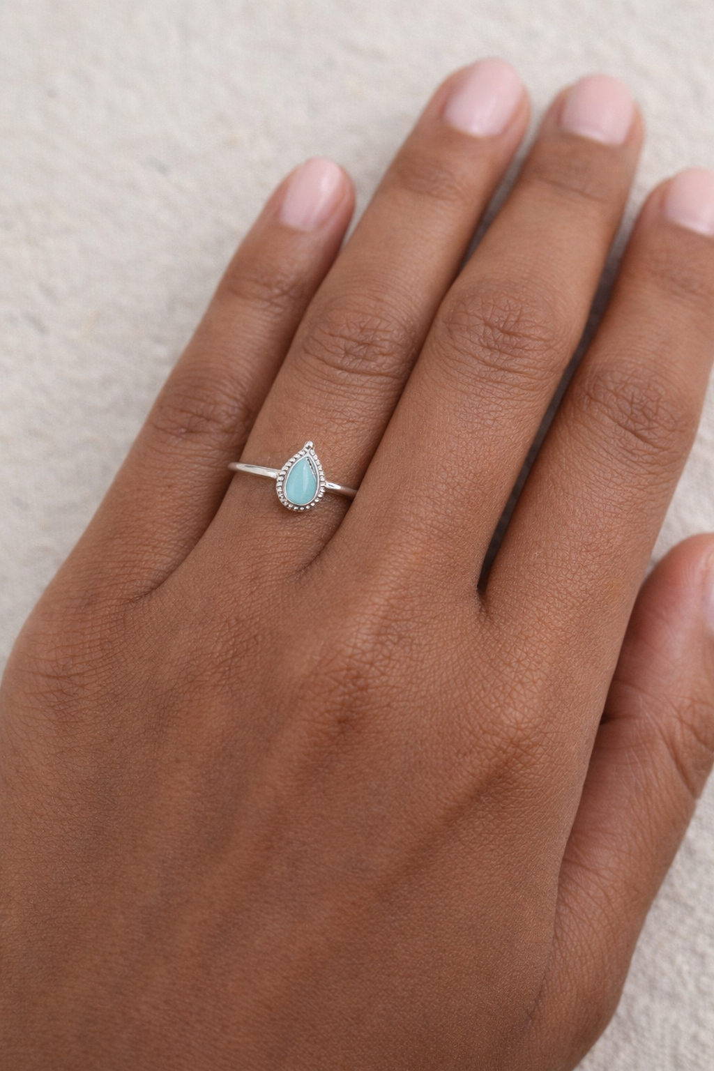 Waterproof Tarnish-Free Teardrop Ring – Ion Plated Silver Stainless Steel