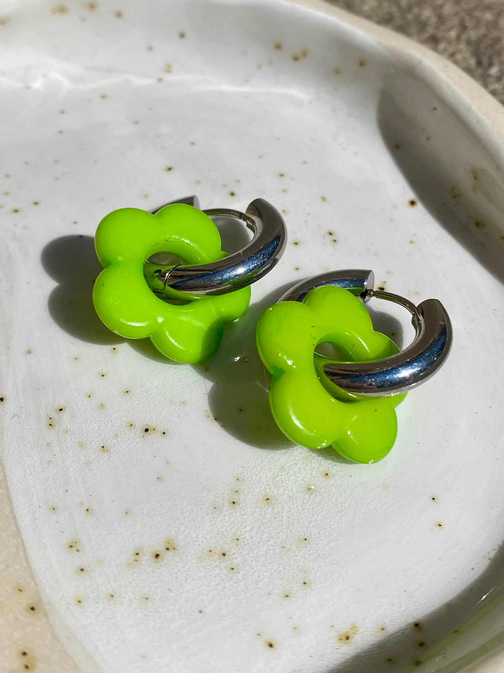Resin Flower Charm Hoops