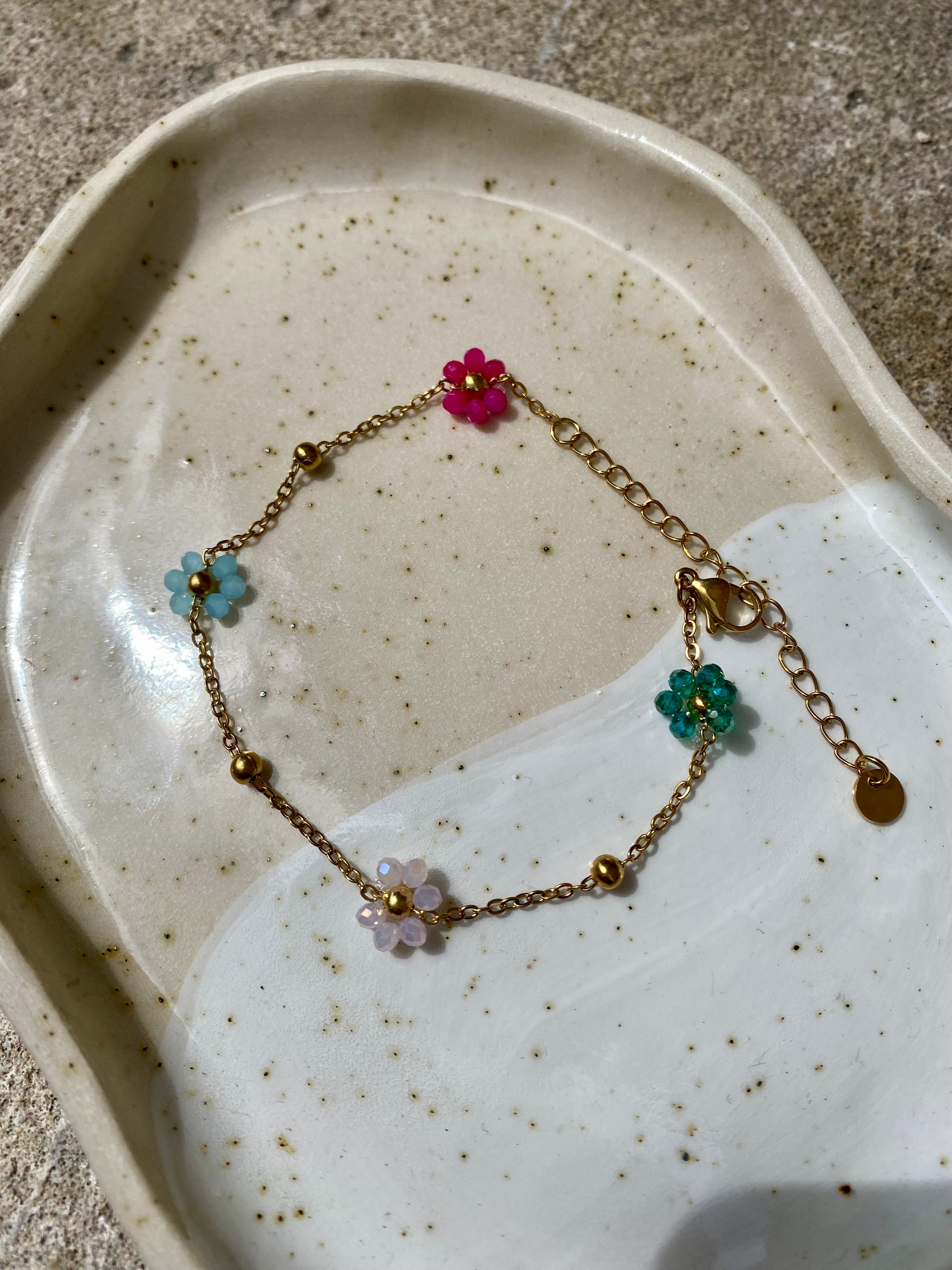Waterproof Bead Flower Bracelet