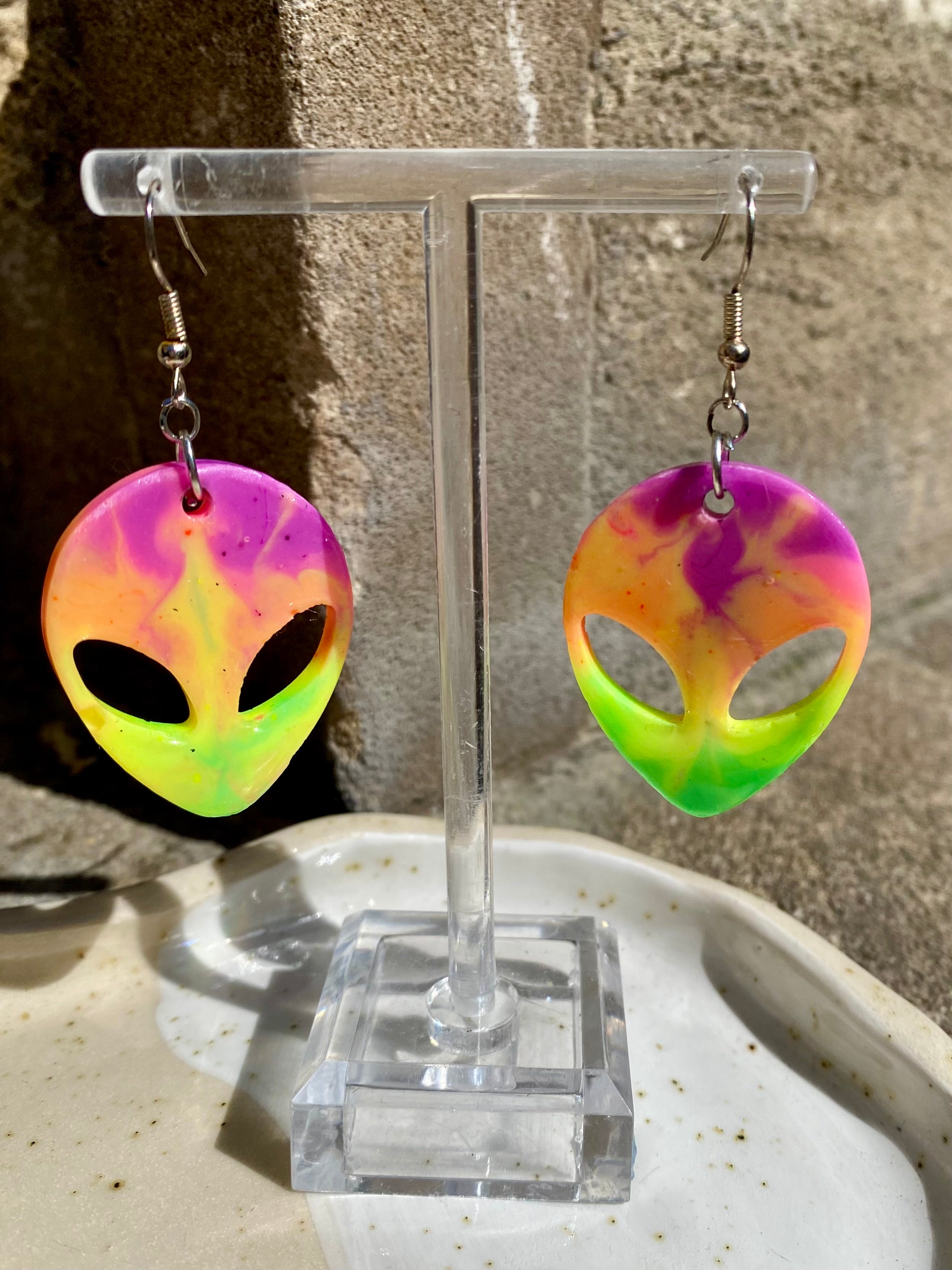 Resin Alien Earrings