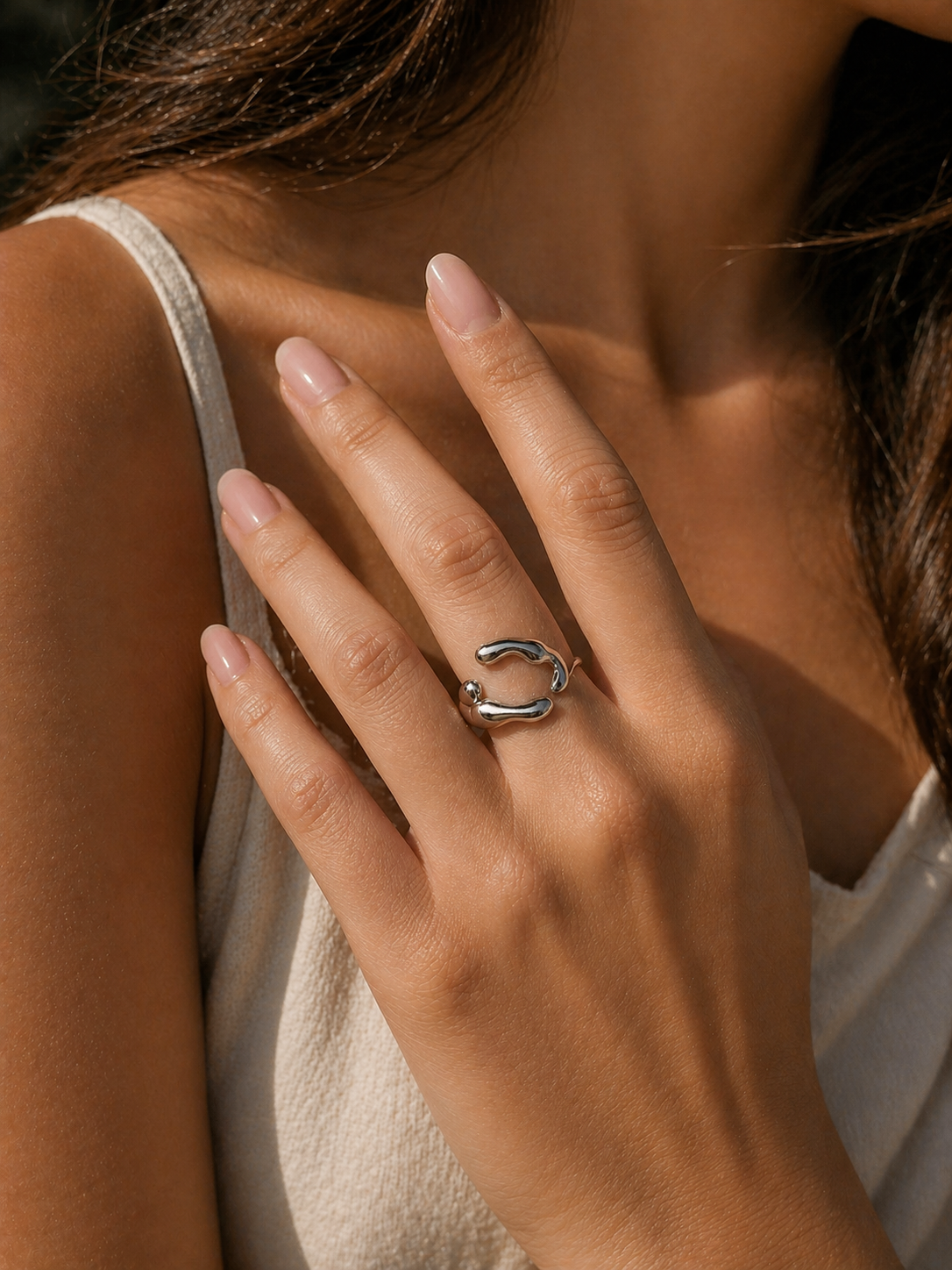 Organic Shape Silver Ring