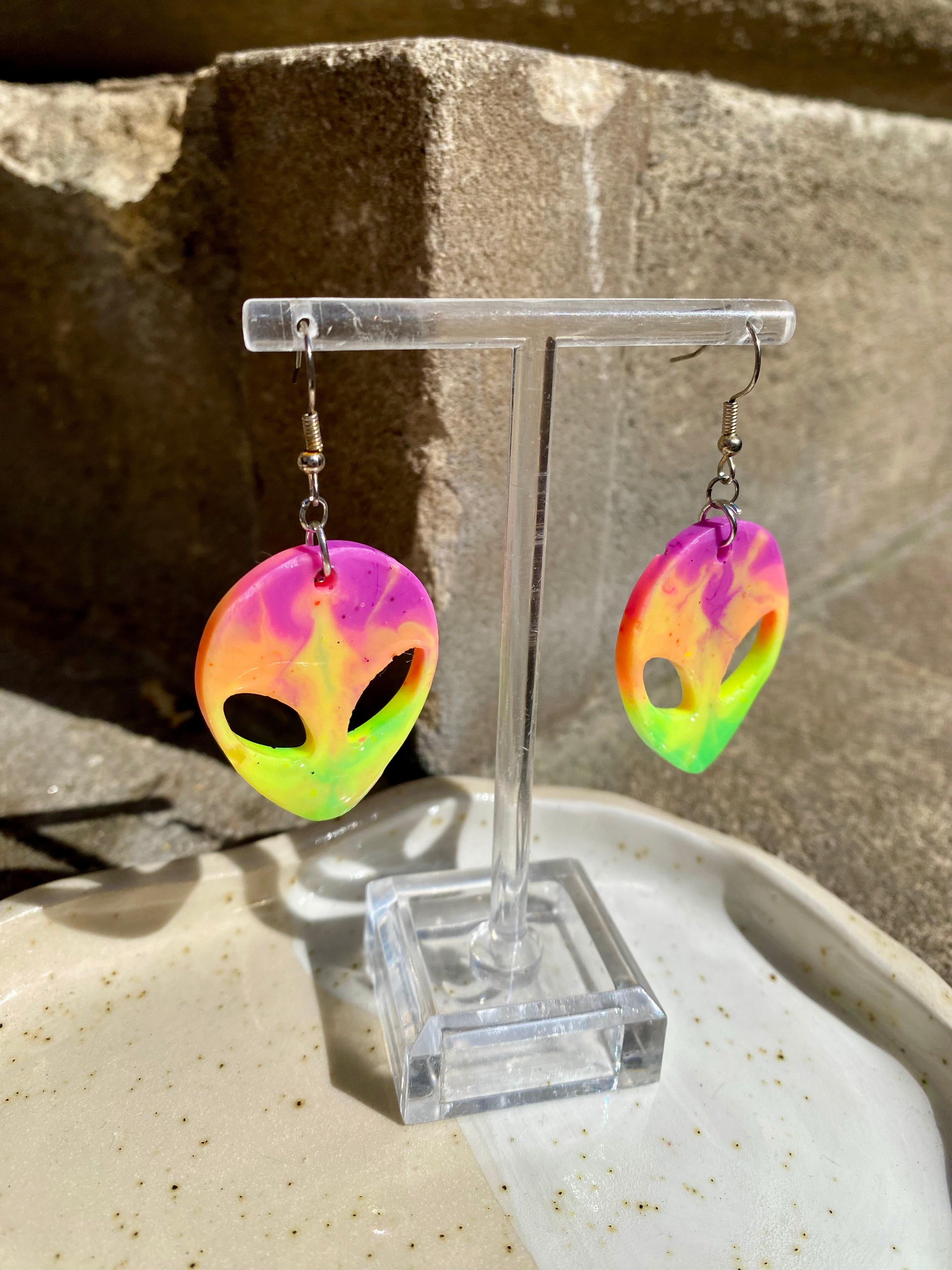 Resin Alien Earrings