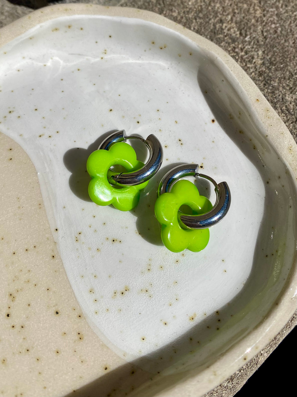 Resin Flower Charm Hoops