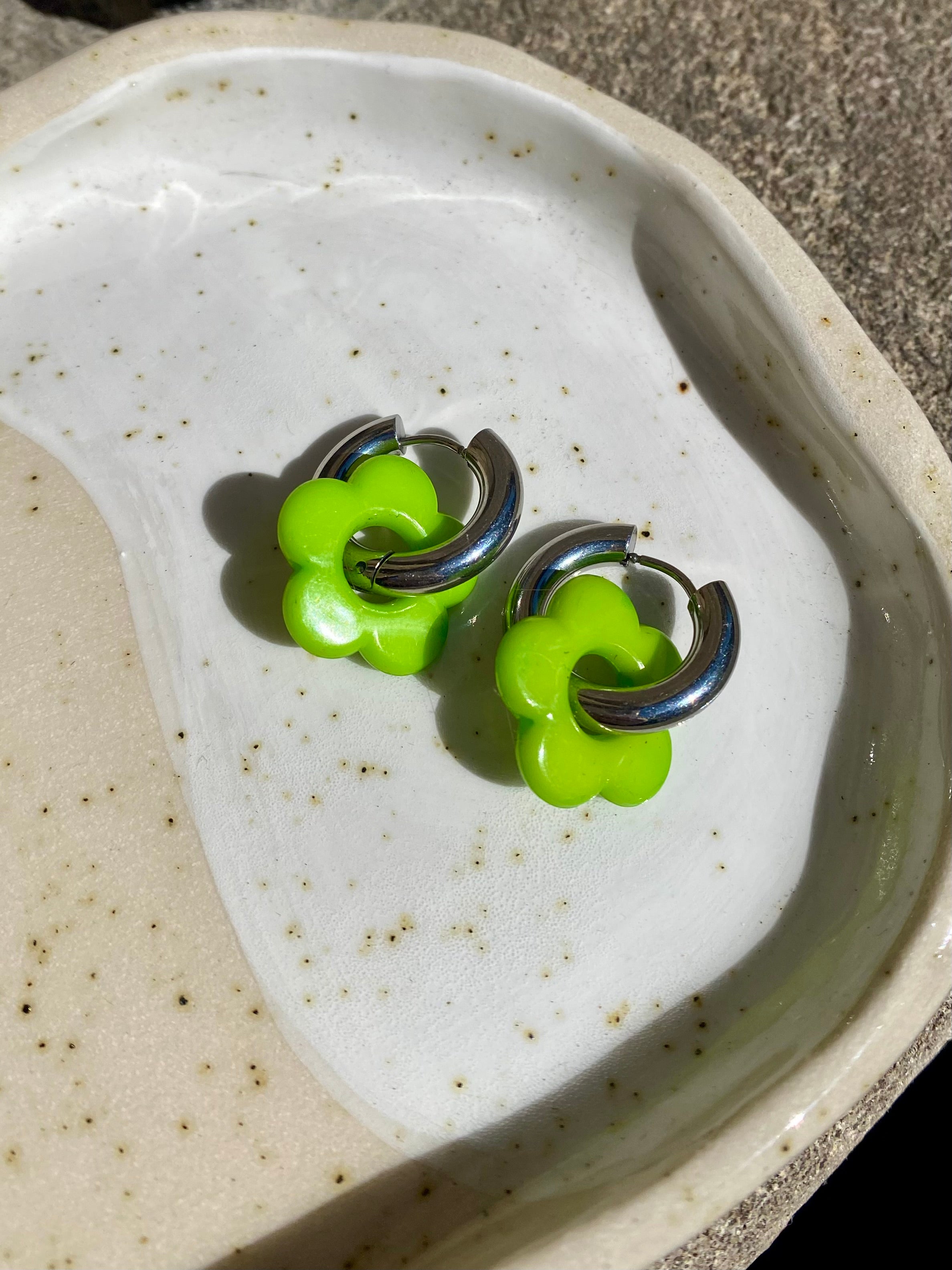 Resin Flower Charm Hoops