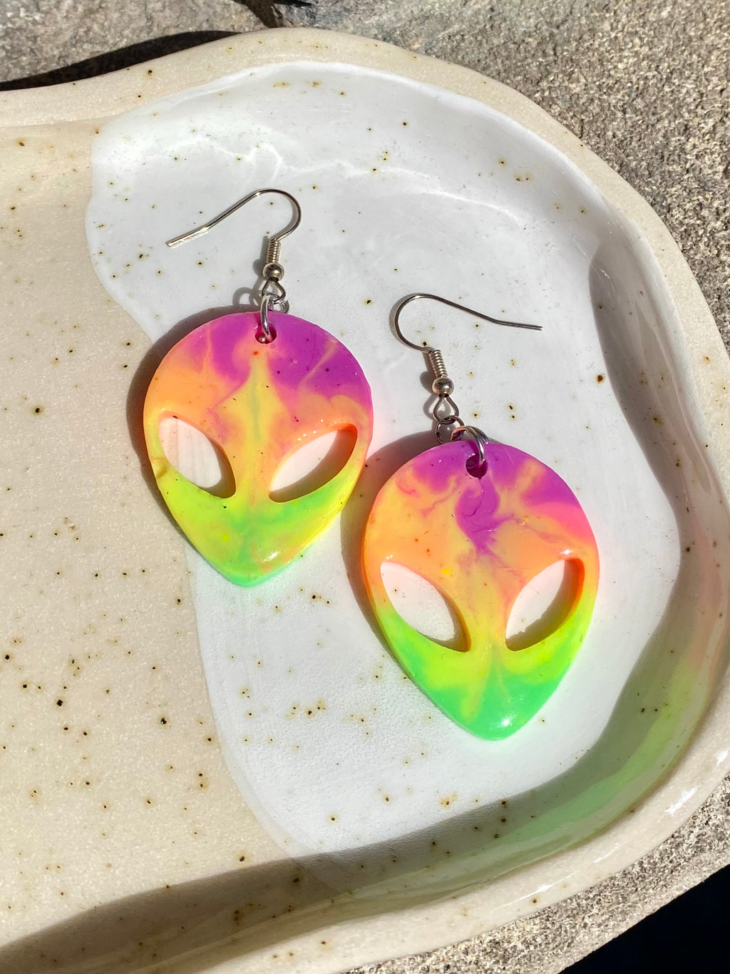 Resin Alien Earrings