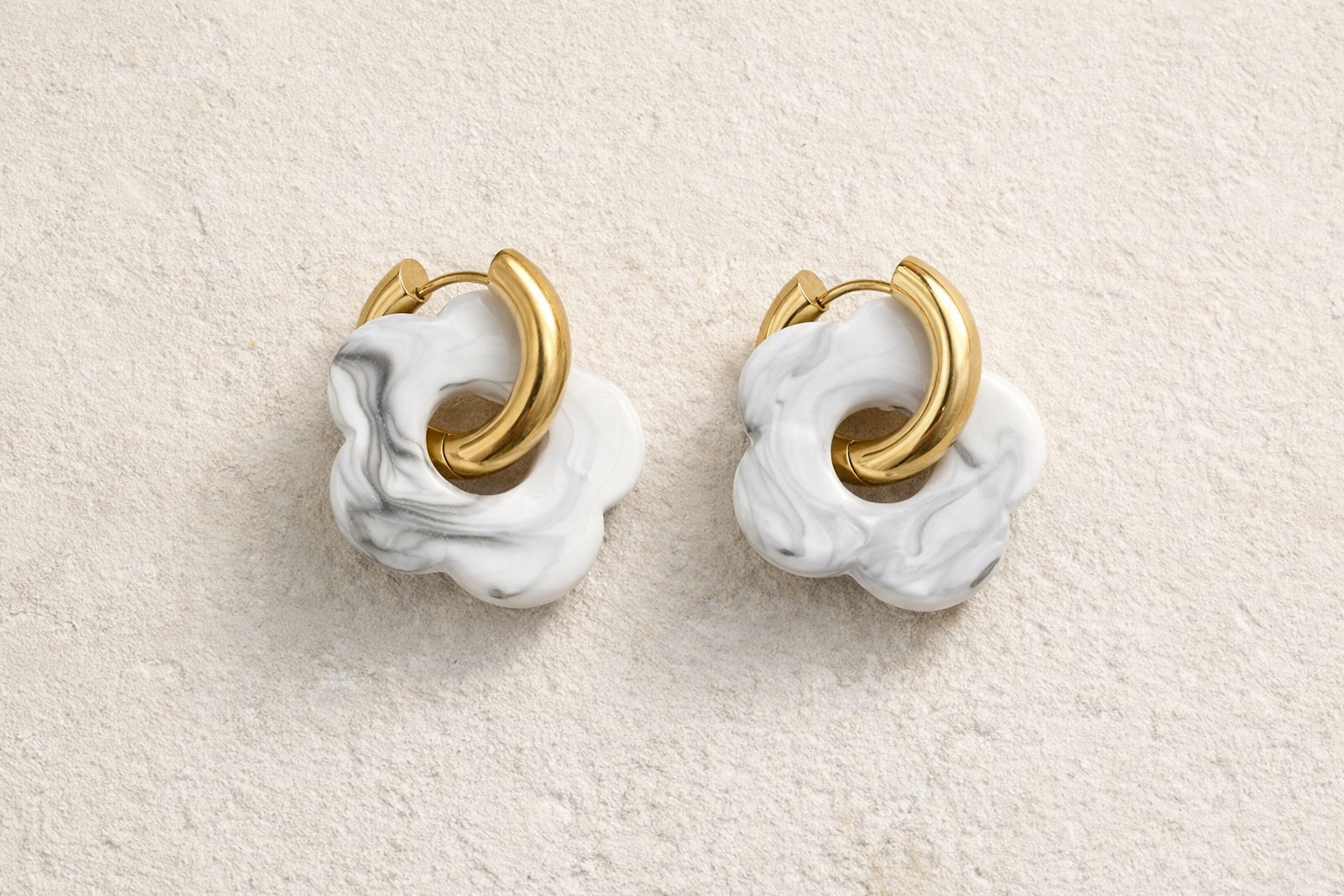 Large Resin Flower Charm Hoop Earrings