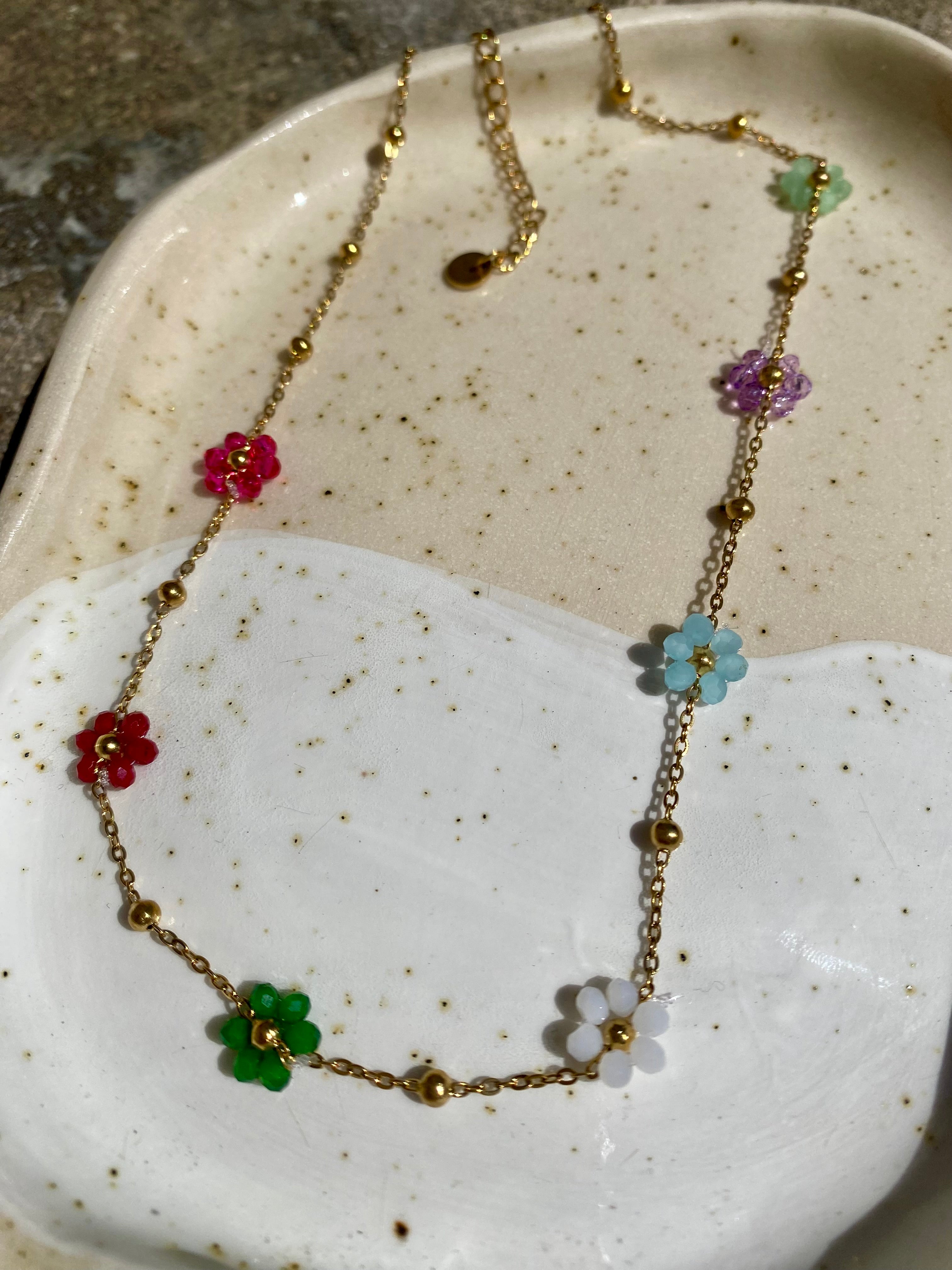 Flower Bead Waterproof Necklace