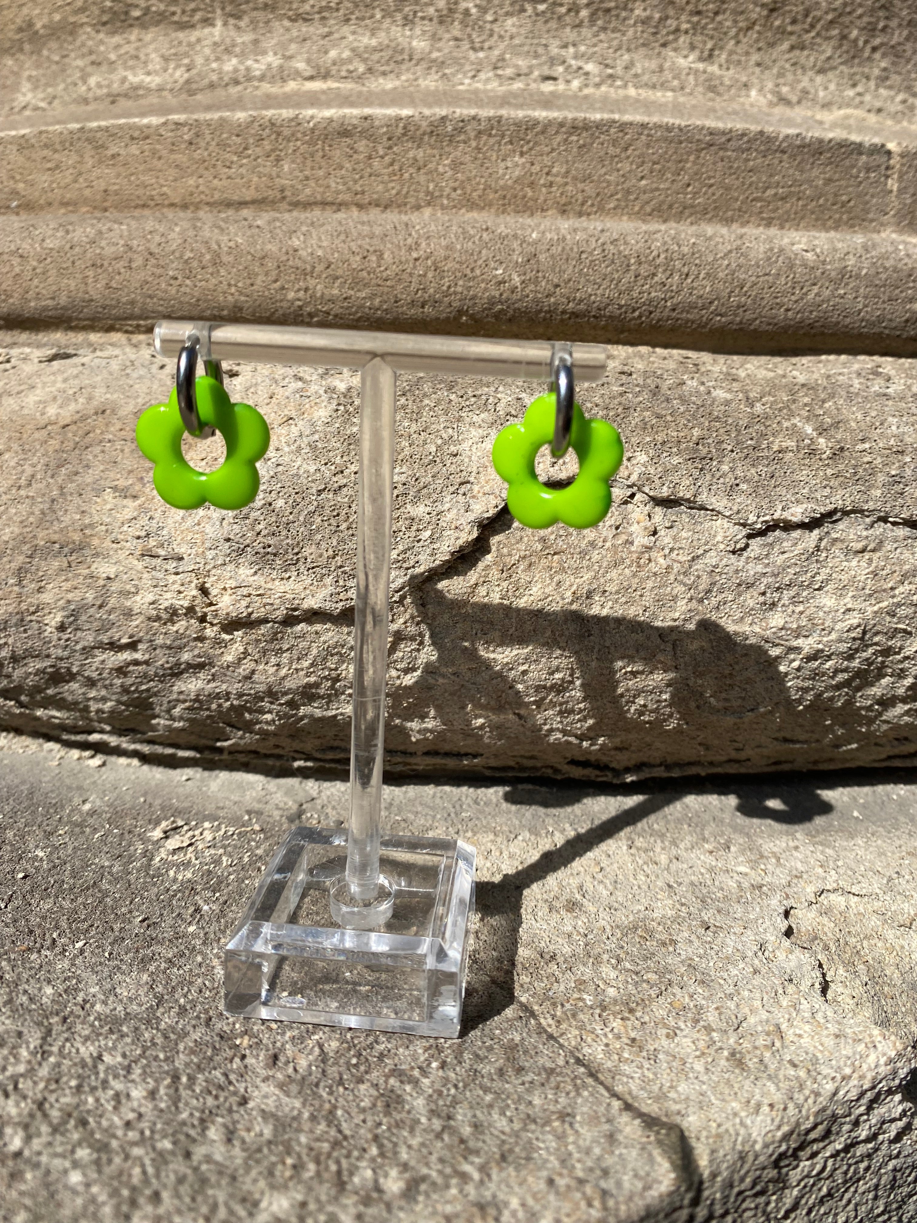 Flower Charm Hoops