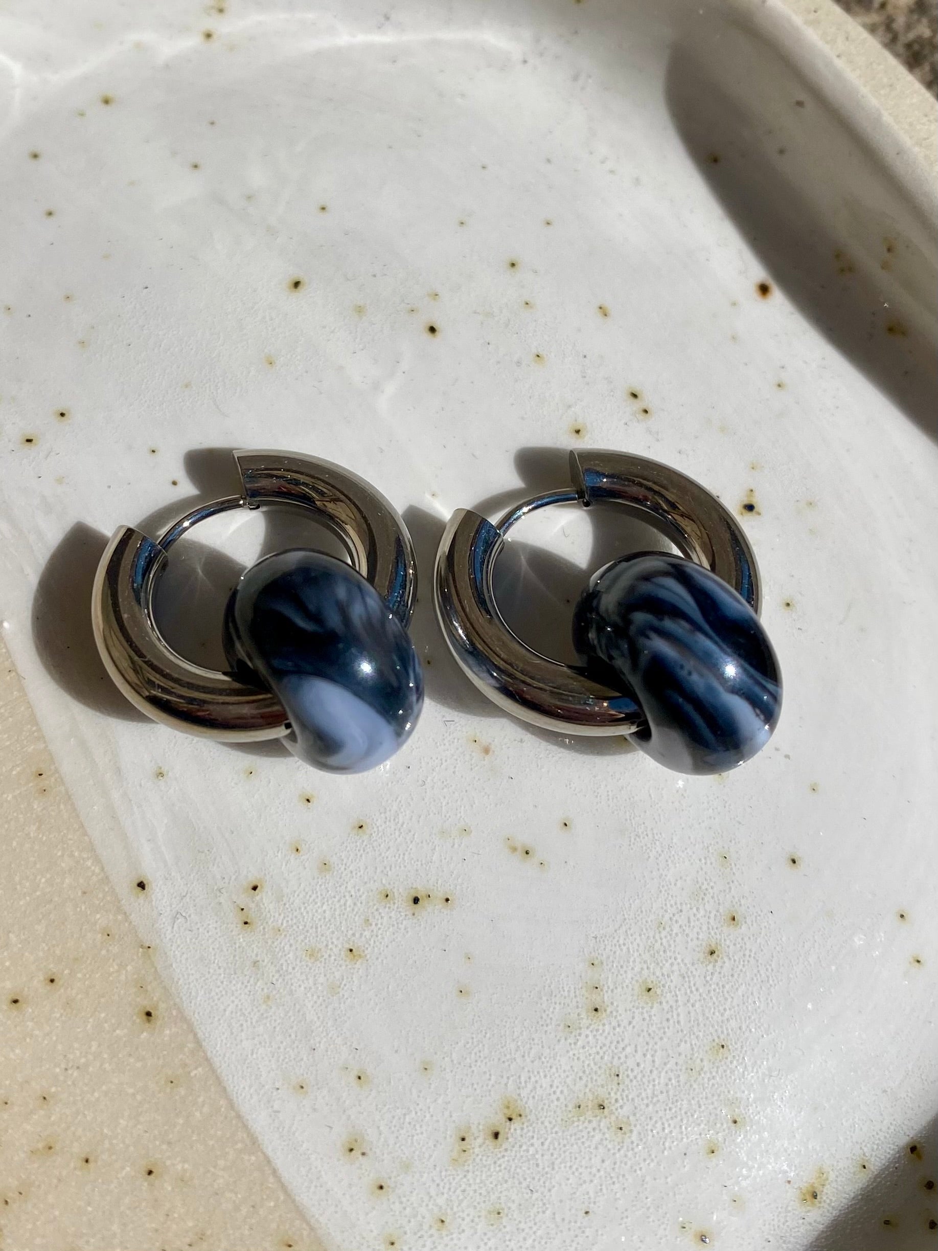 Resin Marble Bead Hoops