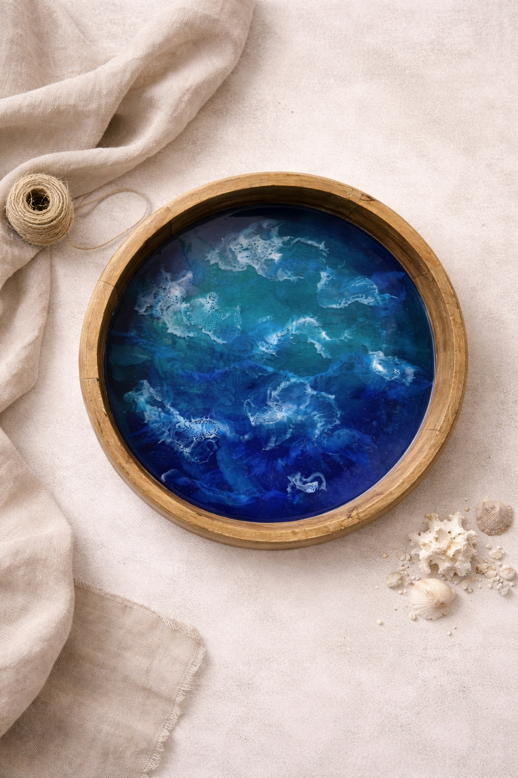 Custom Made Mango Wood Resin Ocean Bowl