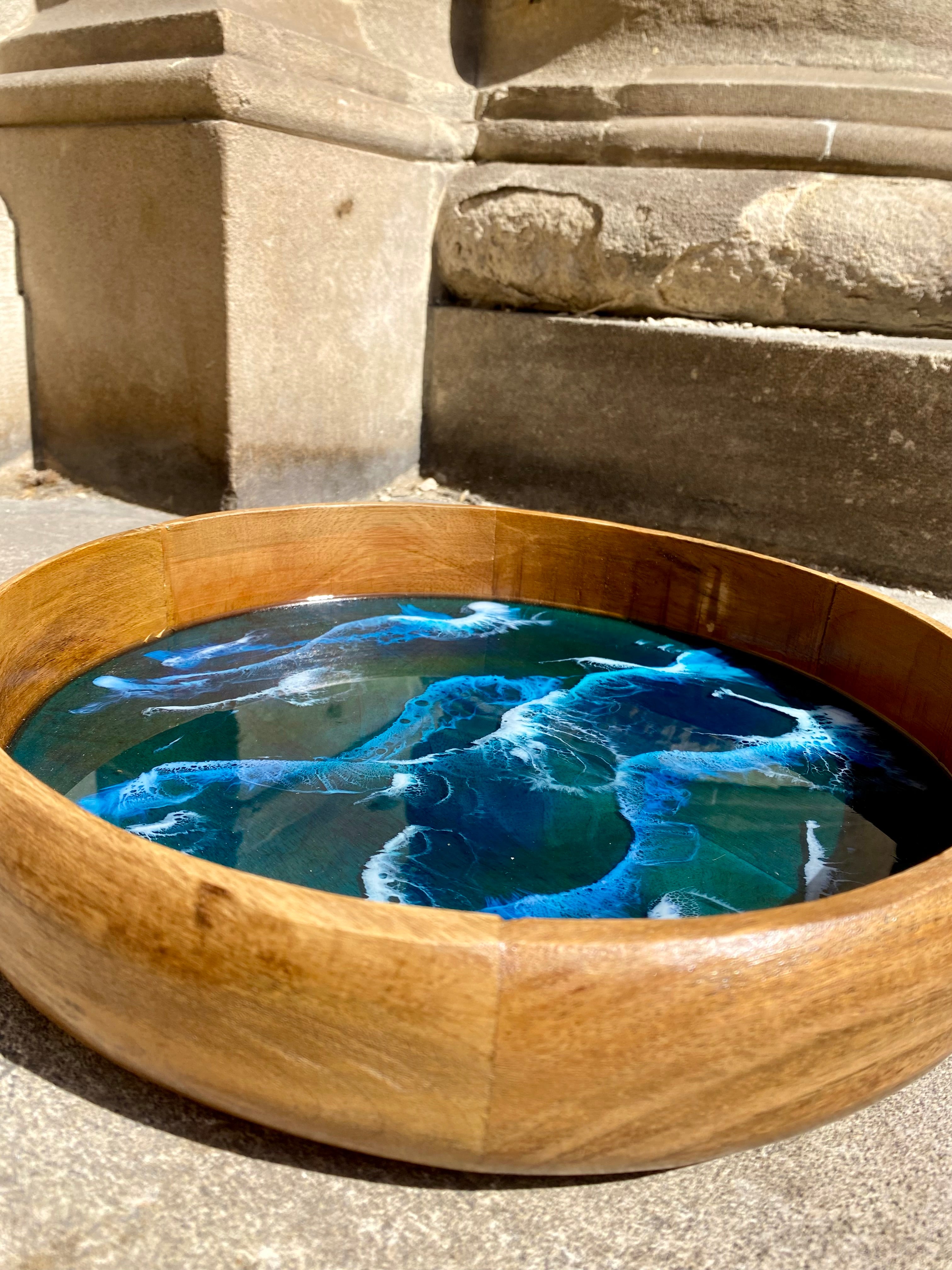Mango Wood Resin Ocean Bowl