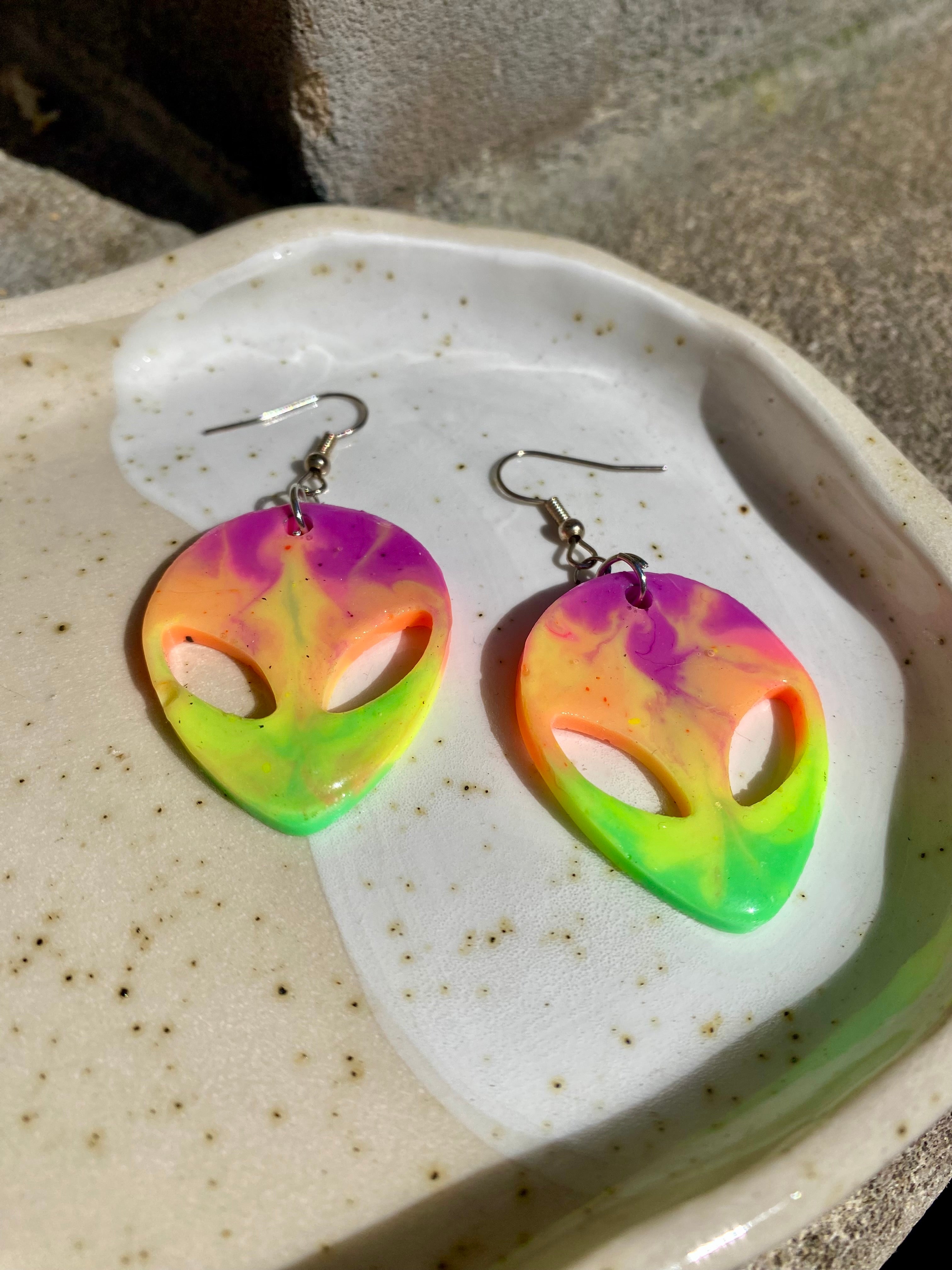 Resin Alien Earrings