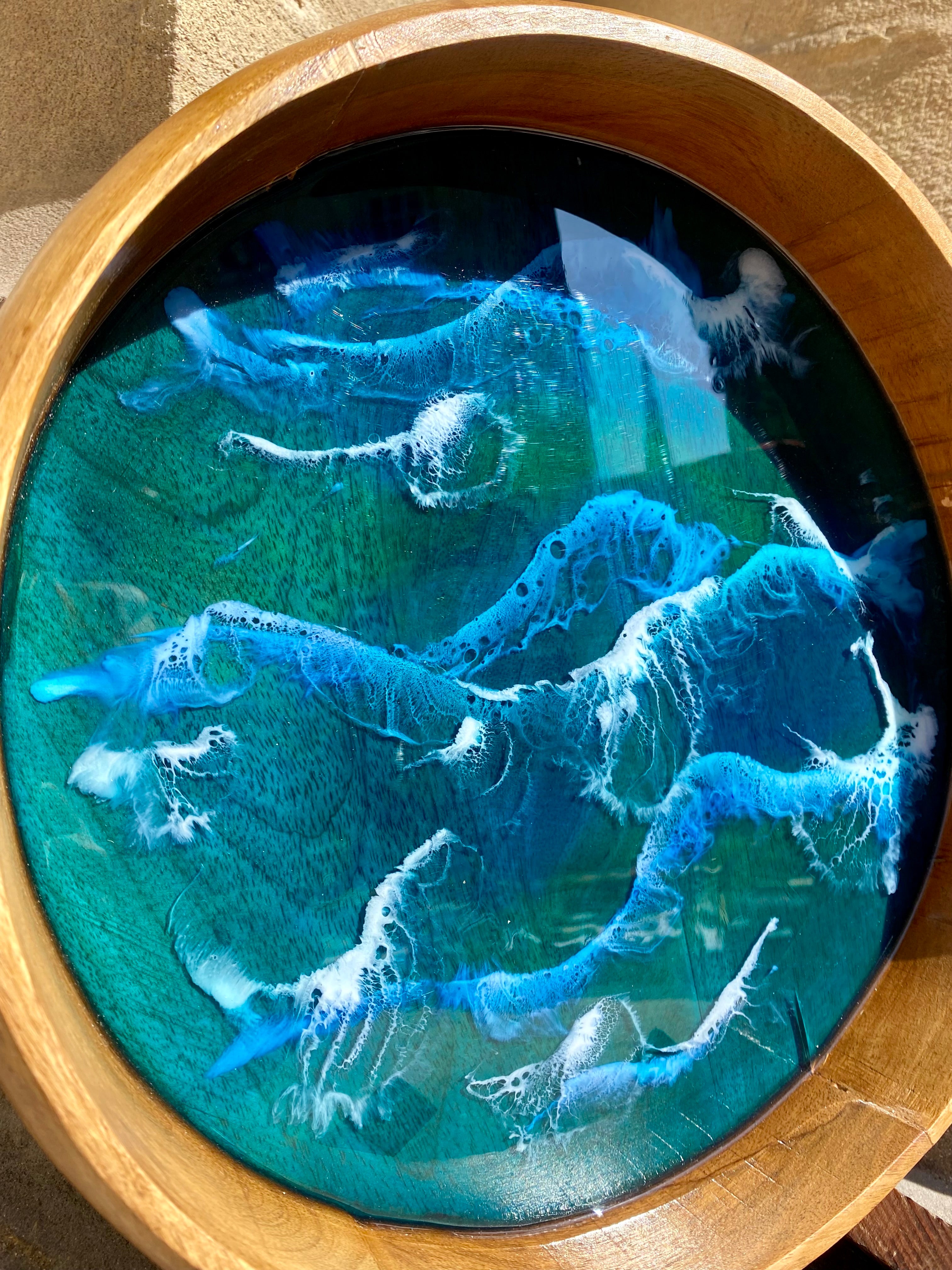Mango Wood Resin Ocean Bowl