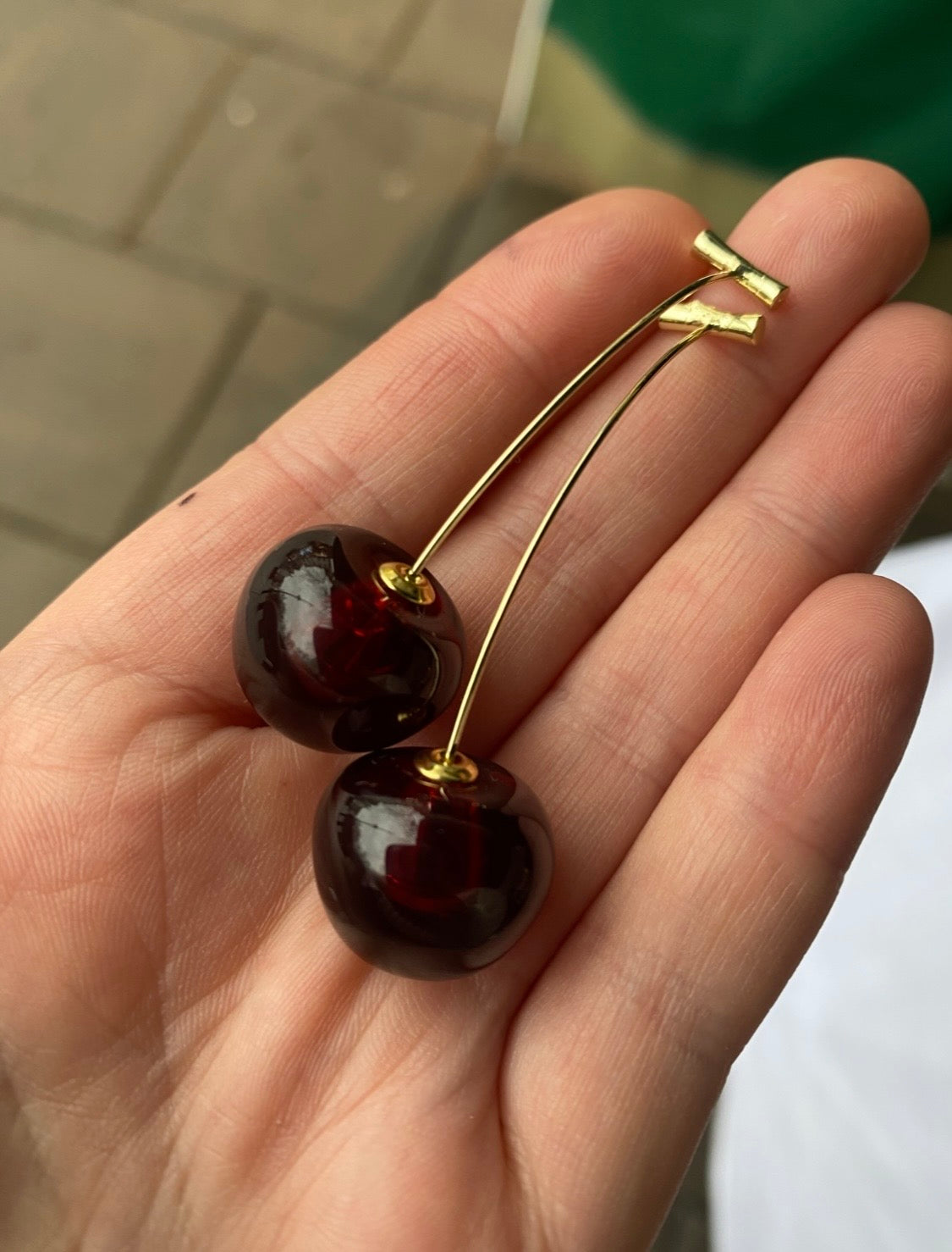 Resin Cherry Drop Earrings