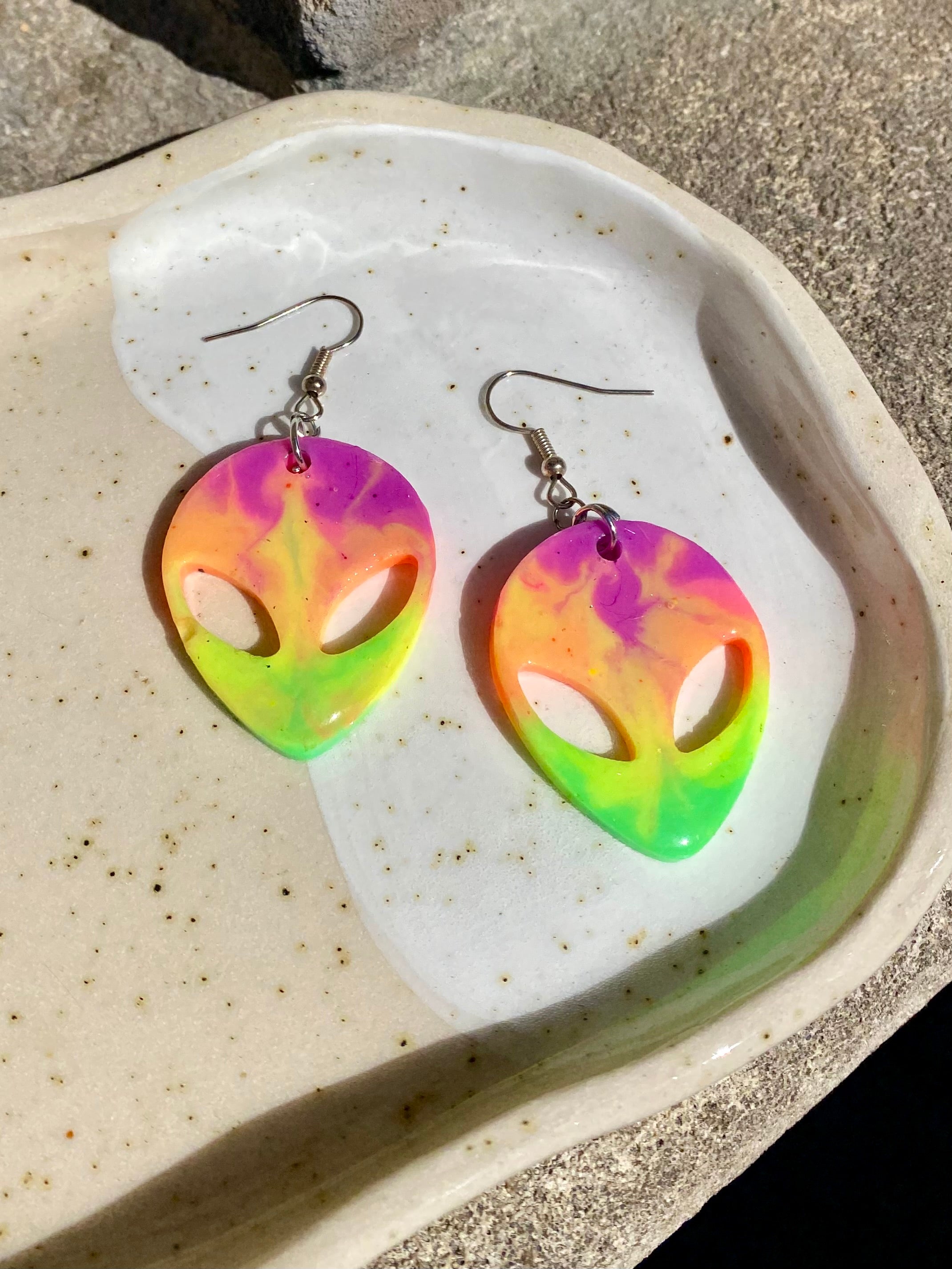 Resin Alien Earrings