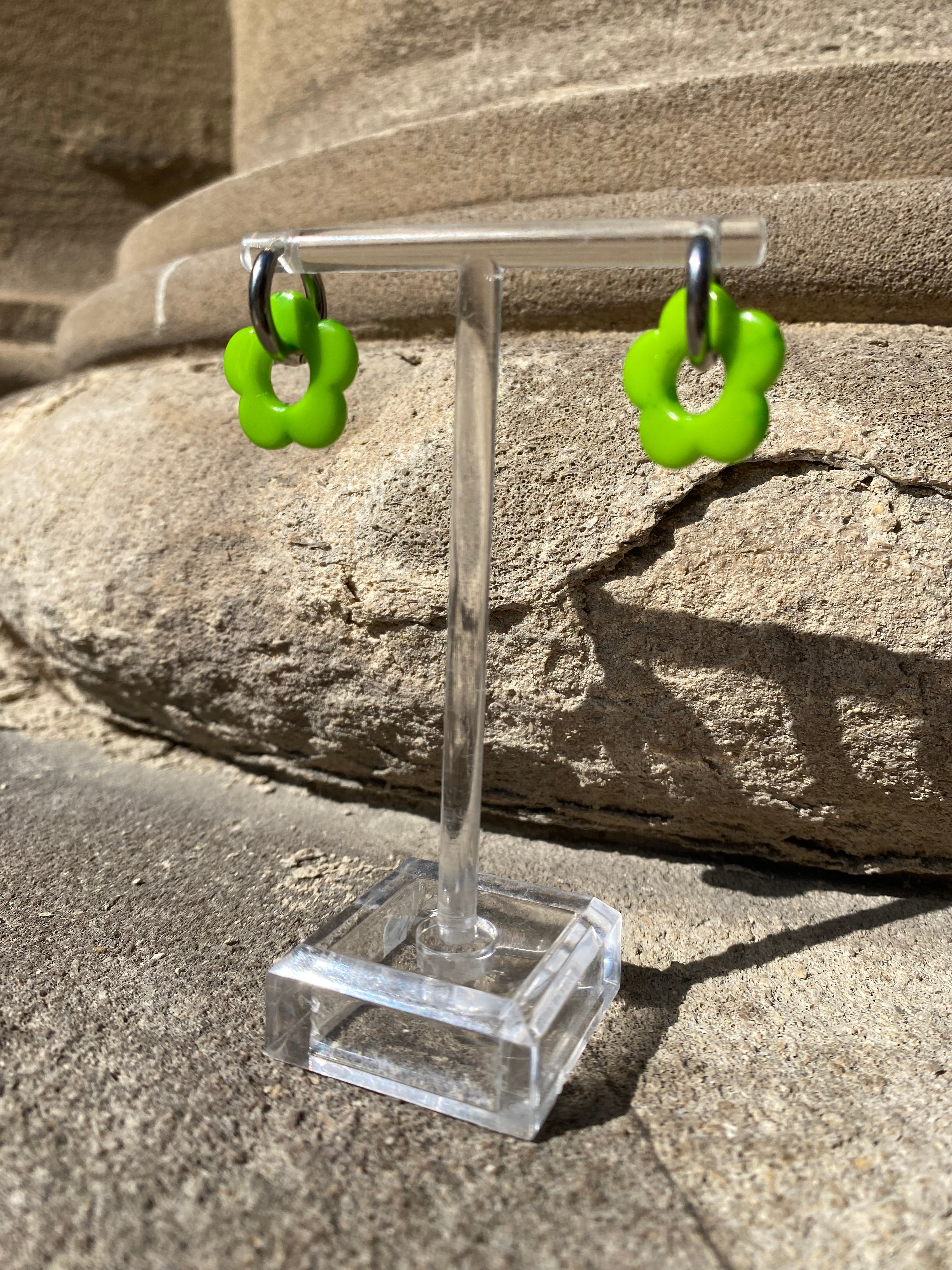 Flower Charm Hoops