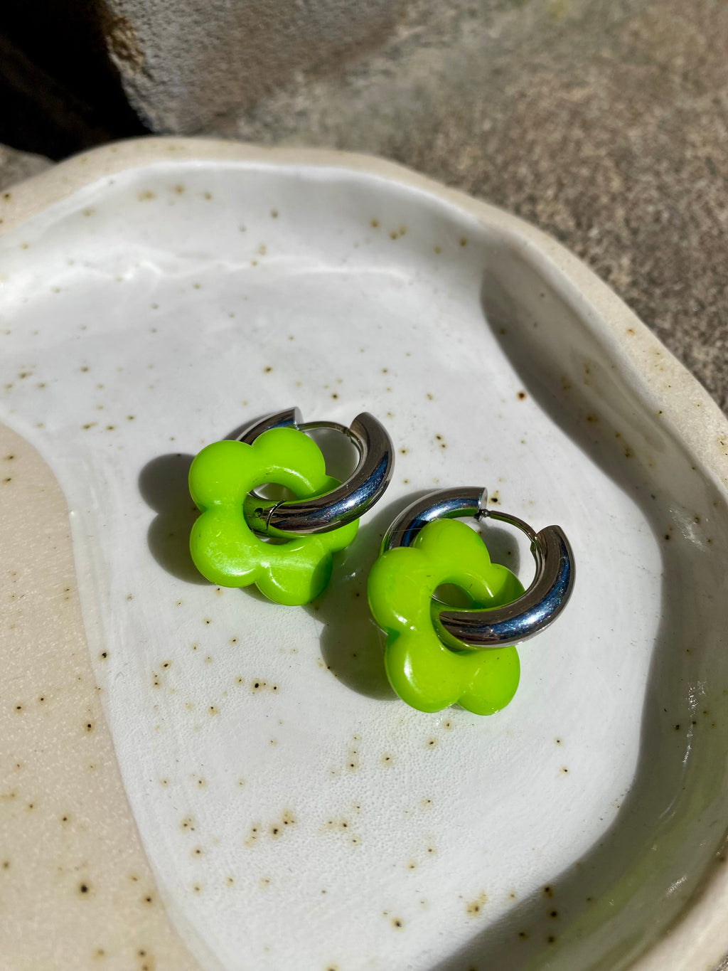 Resin Flower Charm Hoops
