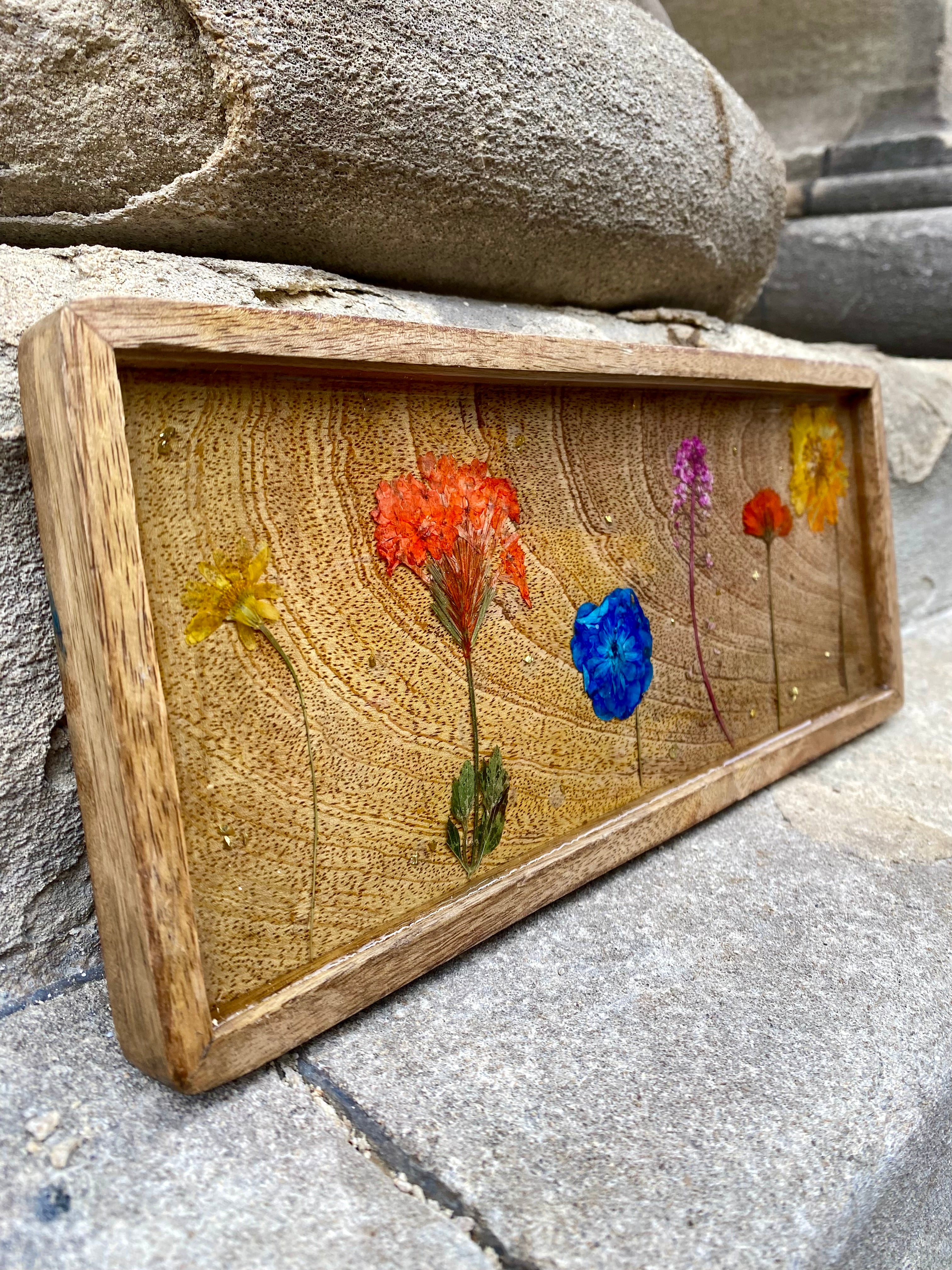 Mangowood & Resin Flower Tray
