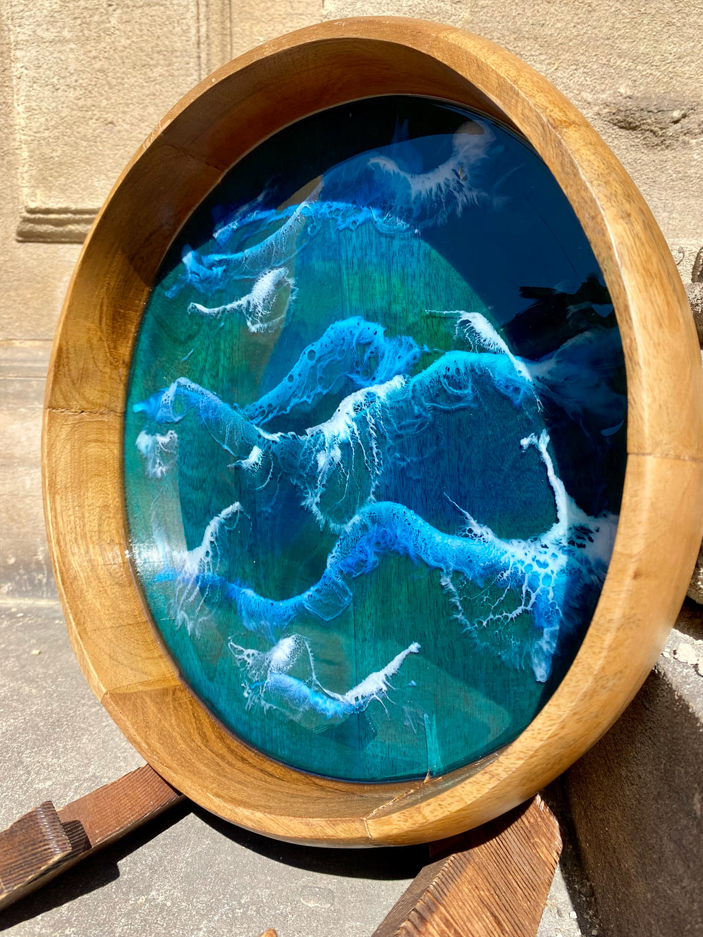Mango Wood Resin Ocean Bowl