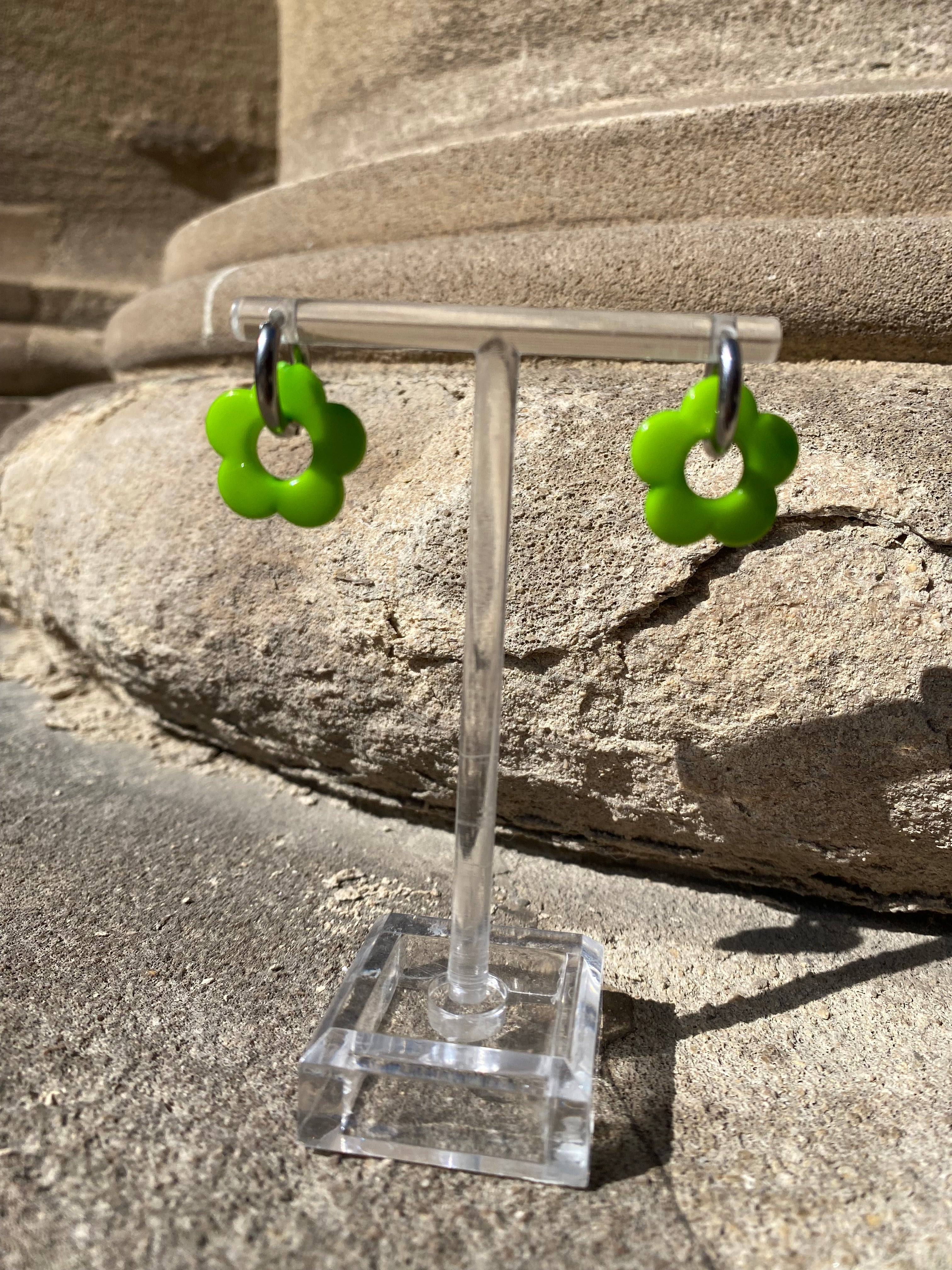 Flower Charm Hoops
