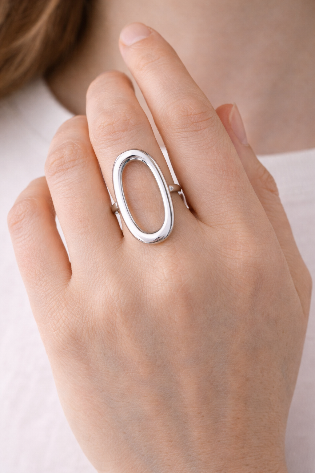 Modern Oval Statement Ring – Waterproof & Tarnish-Proof Steel