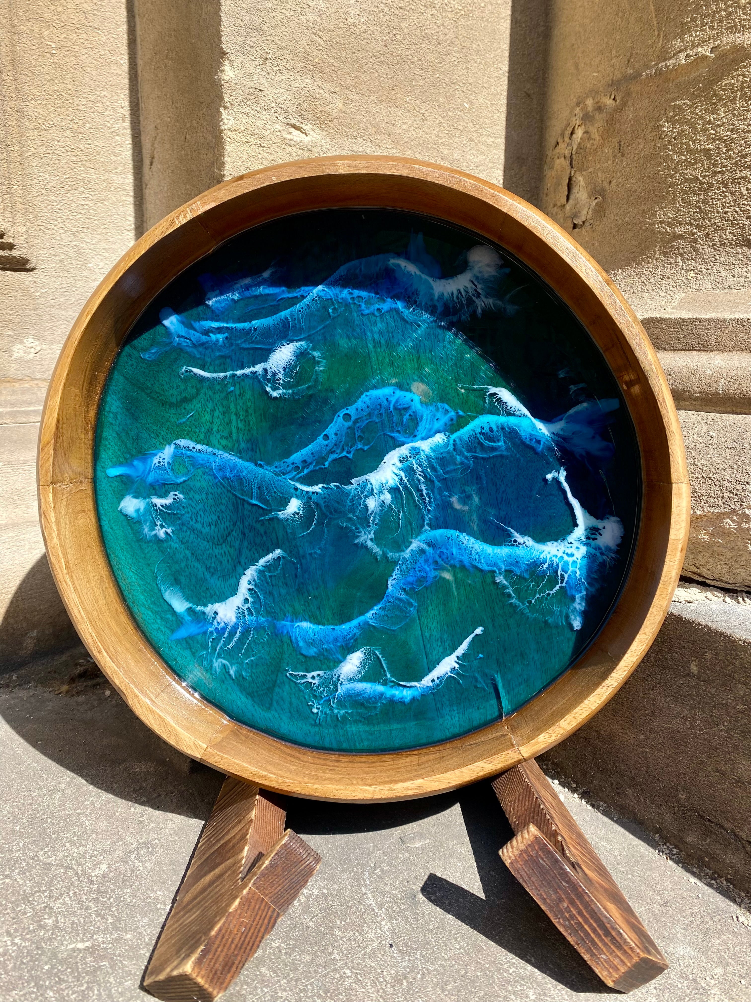 Mango Wood Resin Ocean Bowl
