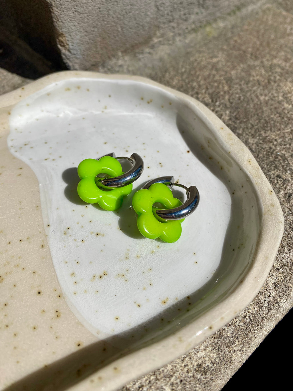 Resin Flower Charm Hoops