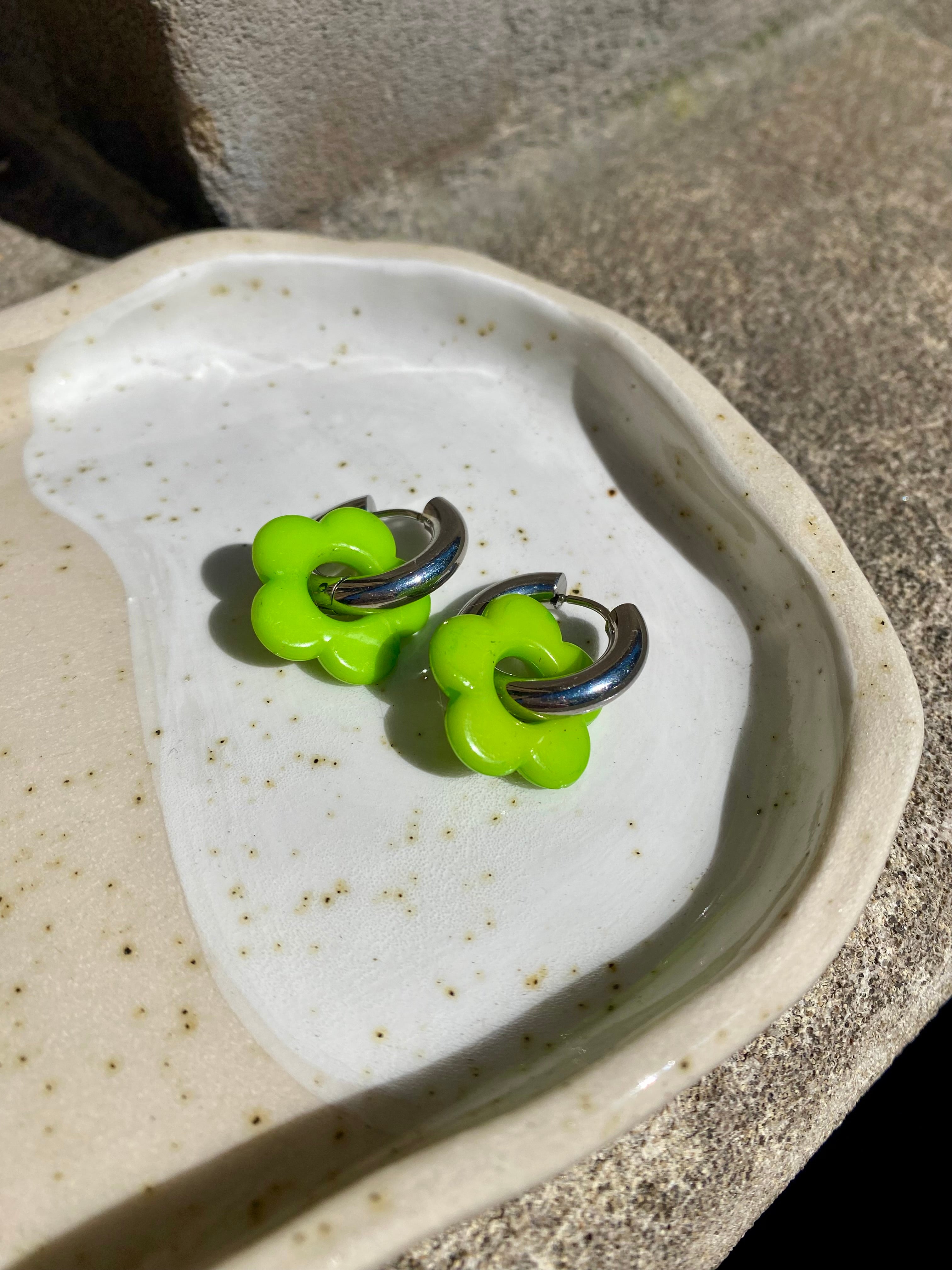 Resin Flower Charm Hoops