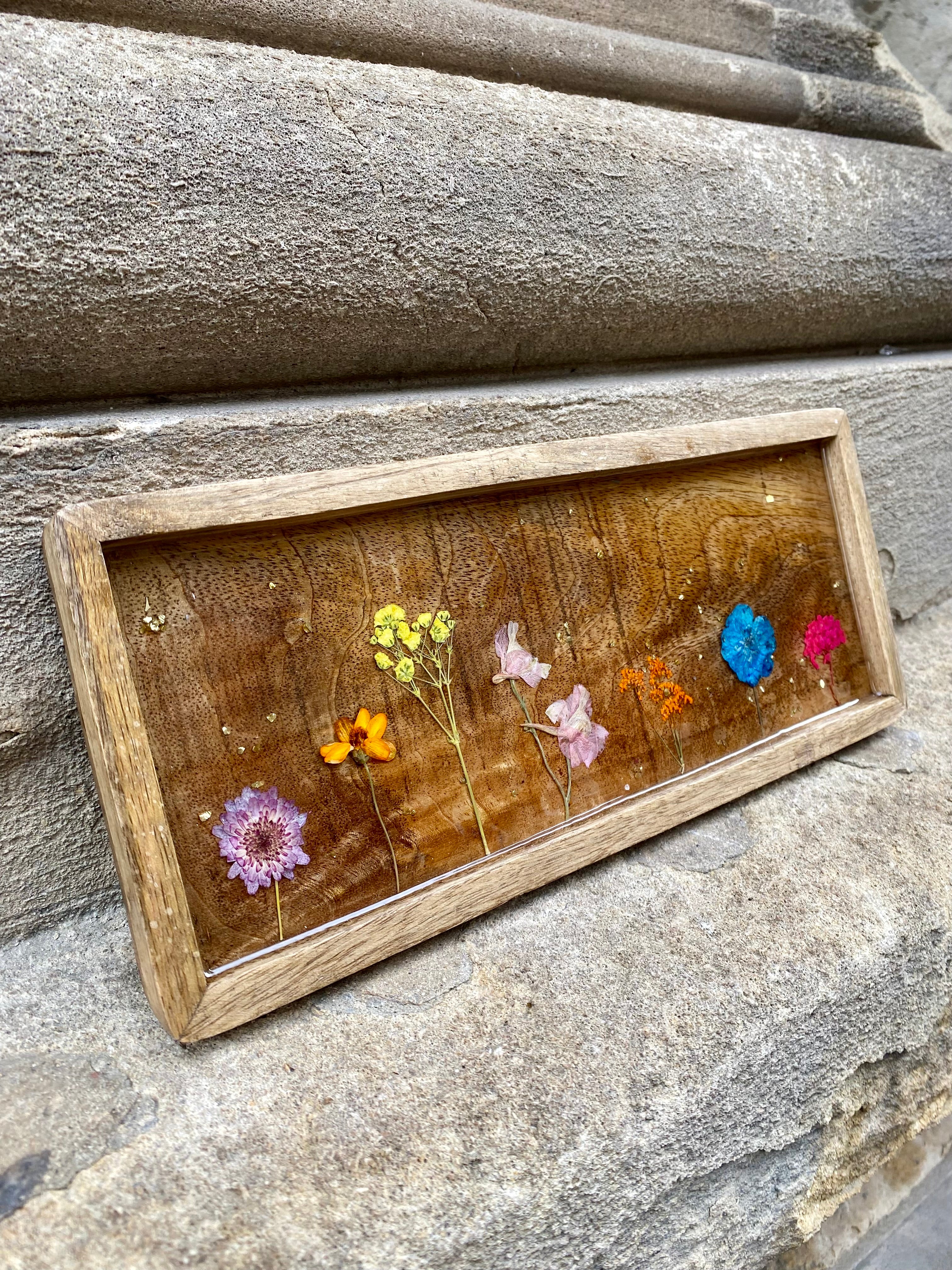 Mangowood & Resin Flower Tray