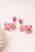 Polka Dot Crab Drop Earrings