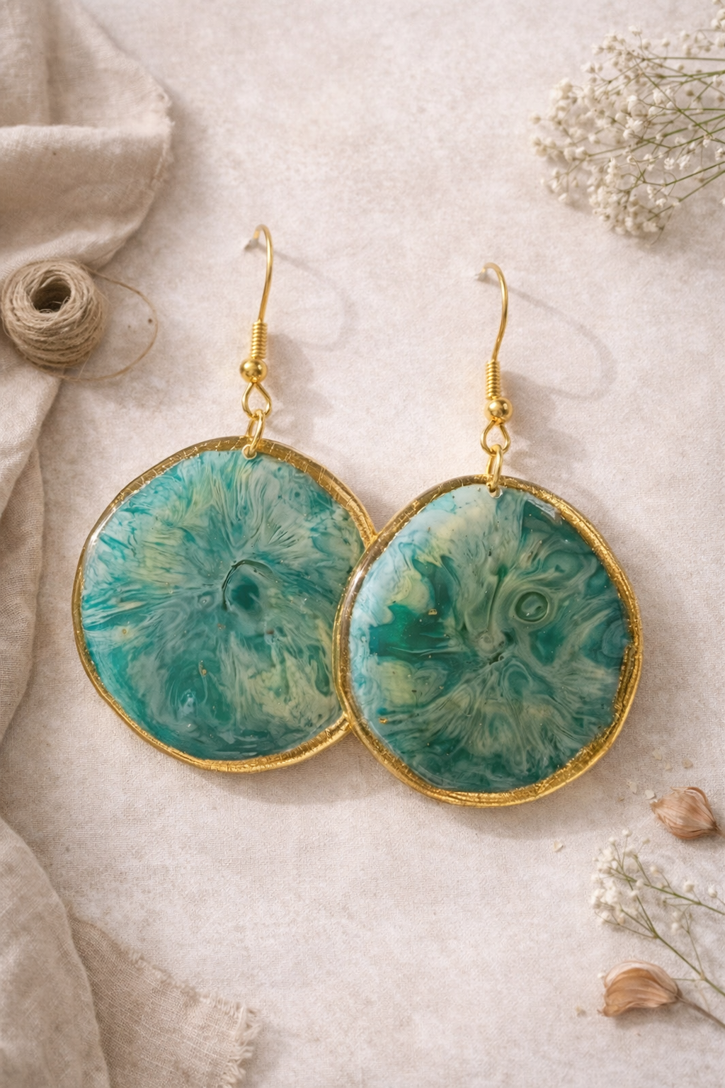Handmade Resin Geode Inspired Hook Earrings