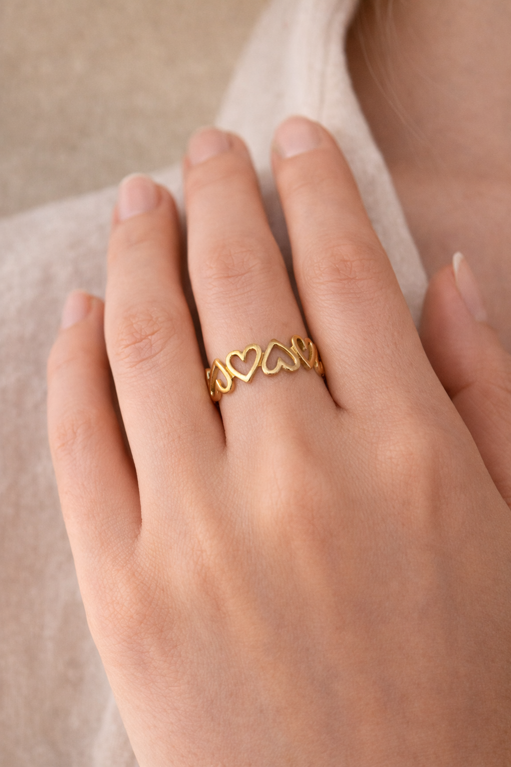 Waterproof Heart Ring – Tarnish Free Gold or Silver Ion Plated Stainless Steel Ring for Women