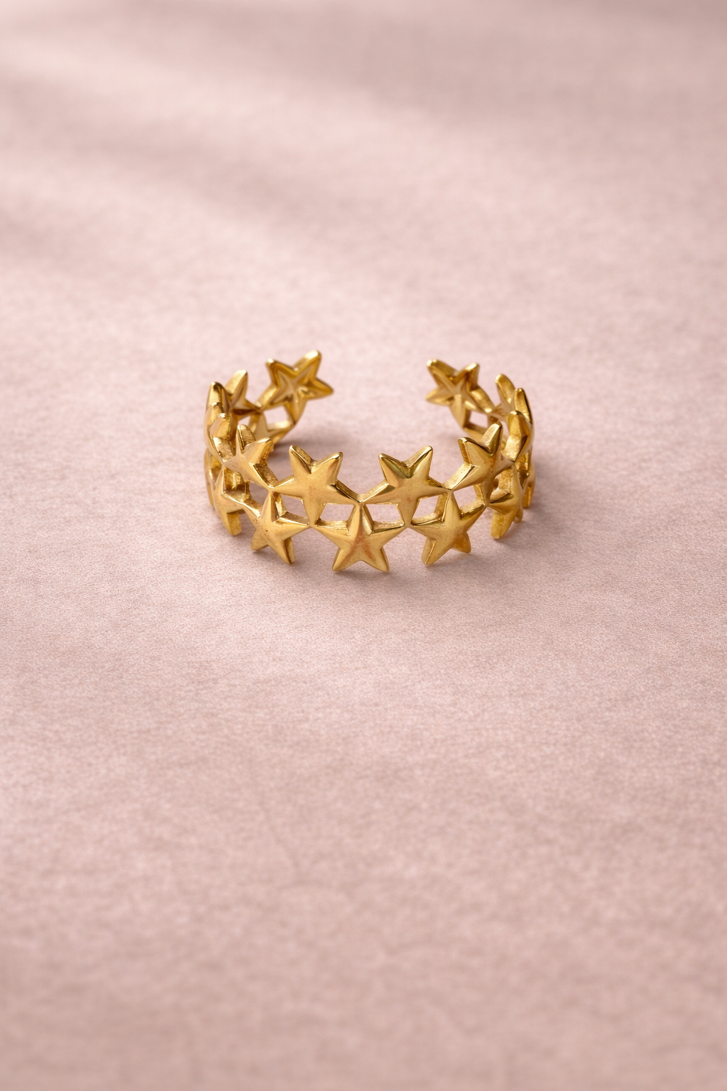 Waterproof Gold Star Band Ring – Ion Plated Stainless Steel Tarnish-Free Statement Ring