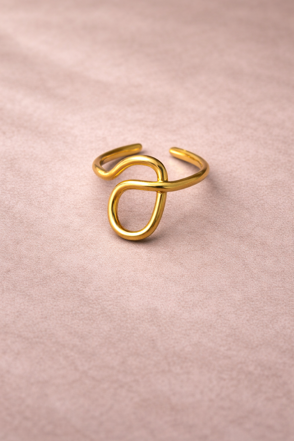 Waterproof gold Fluid Wave Ring – Ion Plated Stainless Steel Adjustable Minimalist Statement Ring