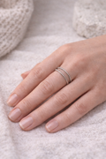Silver Beaded Double Band Waterproof Ring