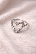 Open Heart Silver Ring – Stainless Steel, Ion Plated, Tarnish Resistant