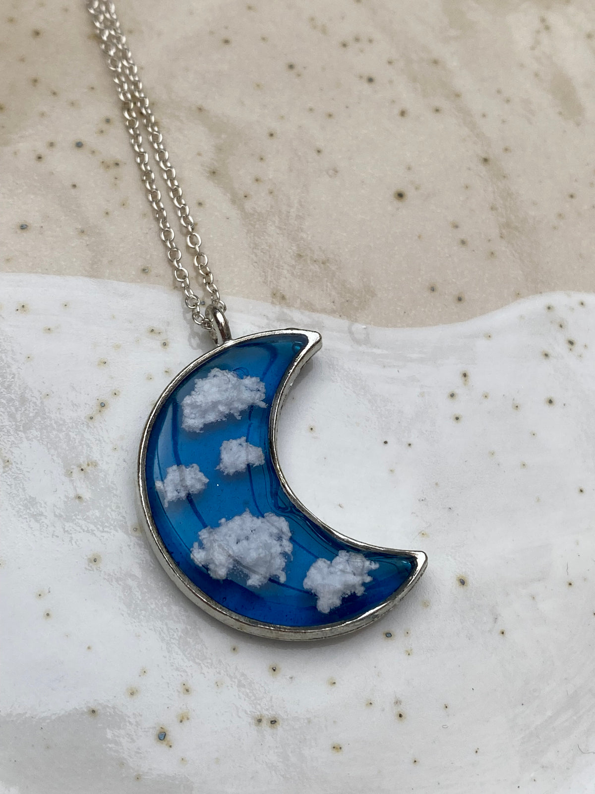 Resin Moon & Clouds Necklace